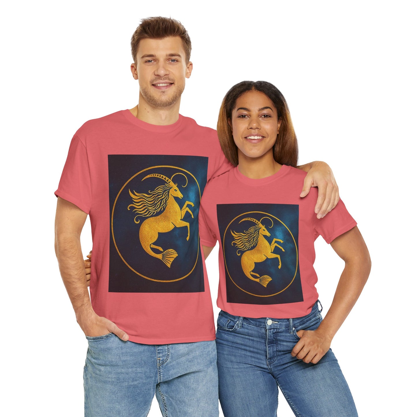 Unisex Heavy Cotton T-Shirt, Capricorn Animal v4, Symbol, Zodiac Design