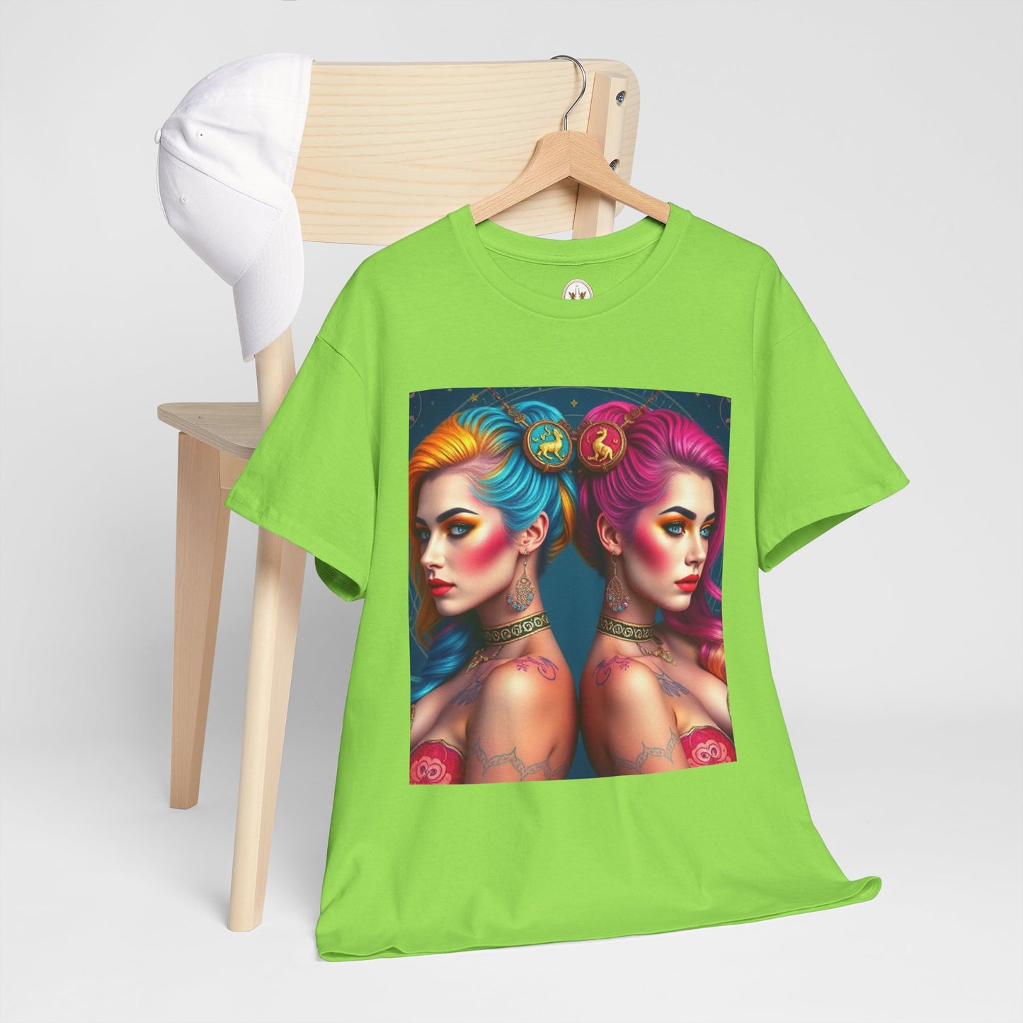Unisex Heavy Cotton T-Shirt, Gemini, Zodiac v2, Sexy Art