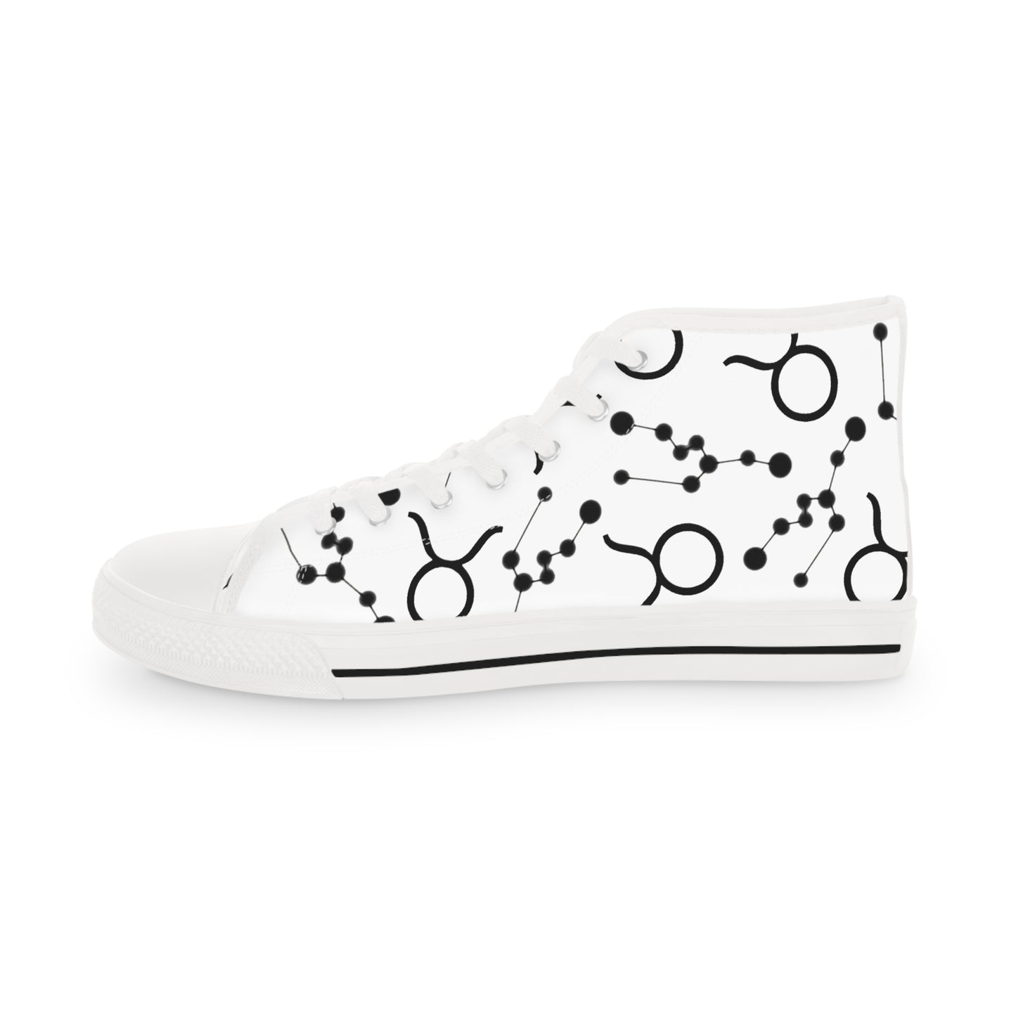 Men's High Top Sneakers, Breathable polyester canvas, Taurus Zodiac Design