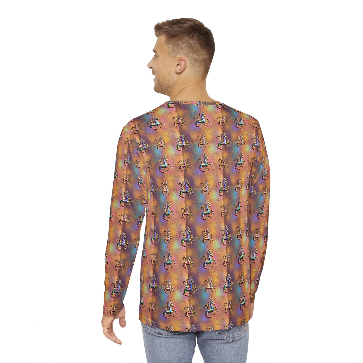 Men's Long Sleeve Shirt, (AOP), Aquarius, Zodiac v2, Pattern