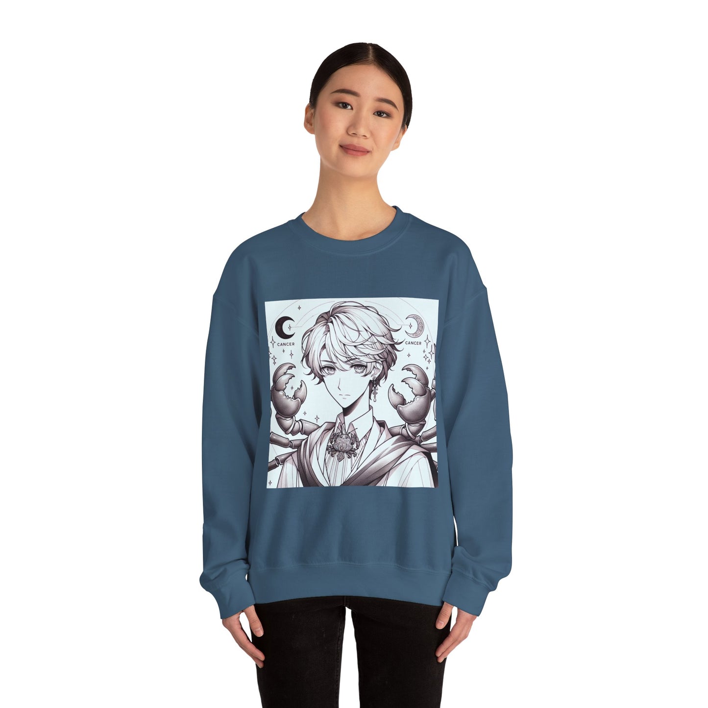 Unisex Heavy Blend™ Crewneck Sweatshirt,Two Moon, Cancer Zodiac Design