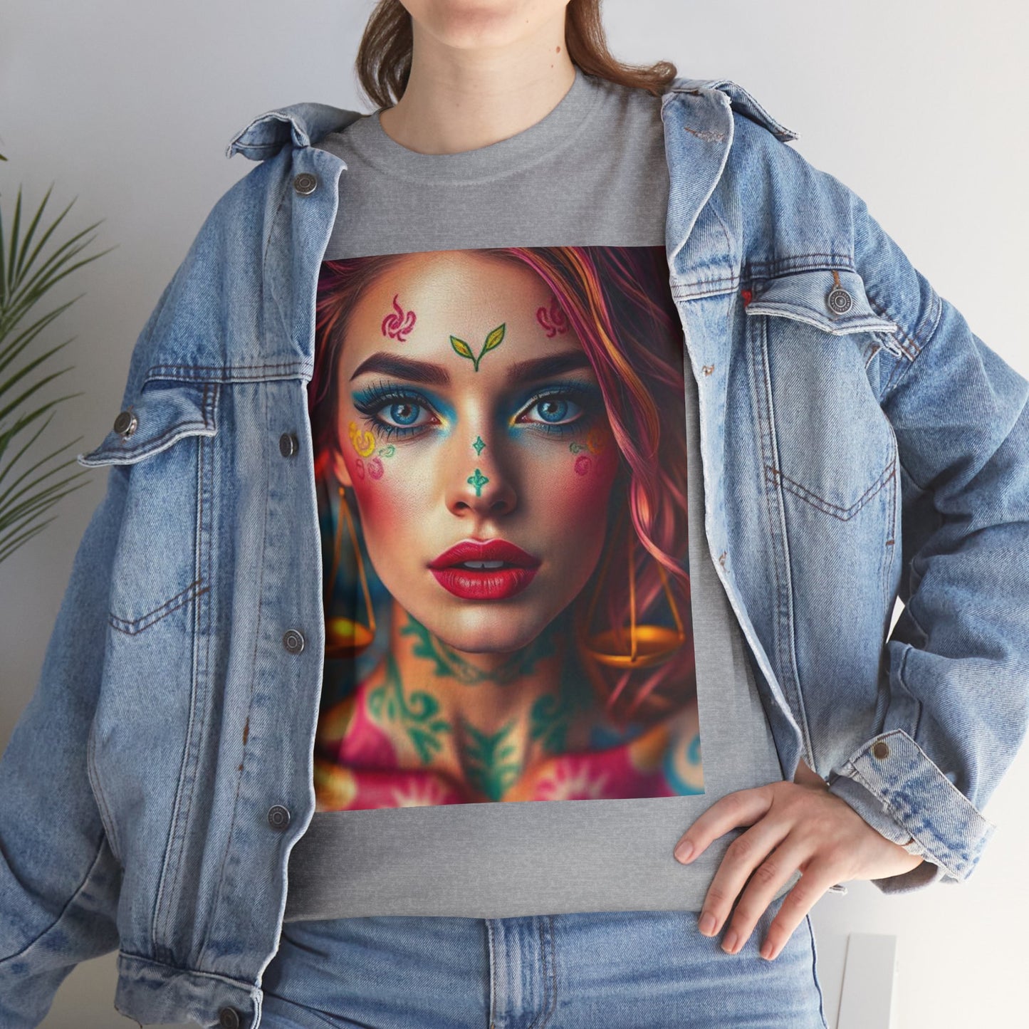 Unisex Heavy Cotton T-Shirt, Libra, Zodiac v1, Sexy Art