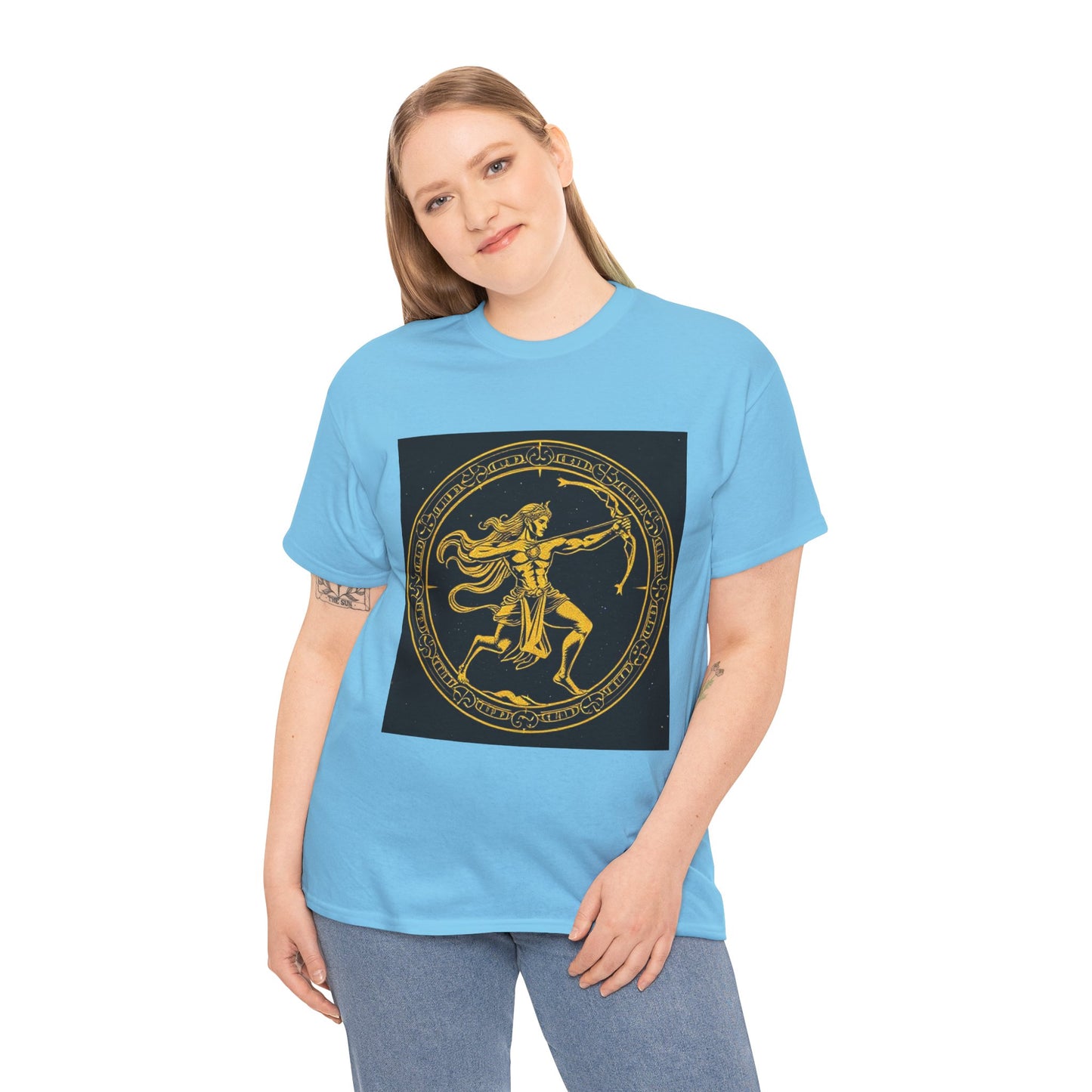Unisex Heavy Cotton T-Shirt, Mythical Faun/Satyr, Sagittarius Zodiac Design