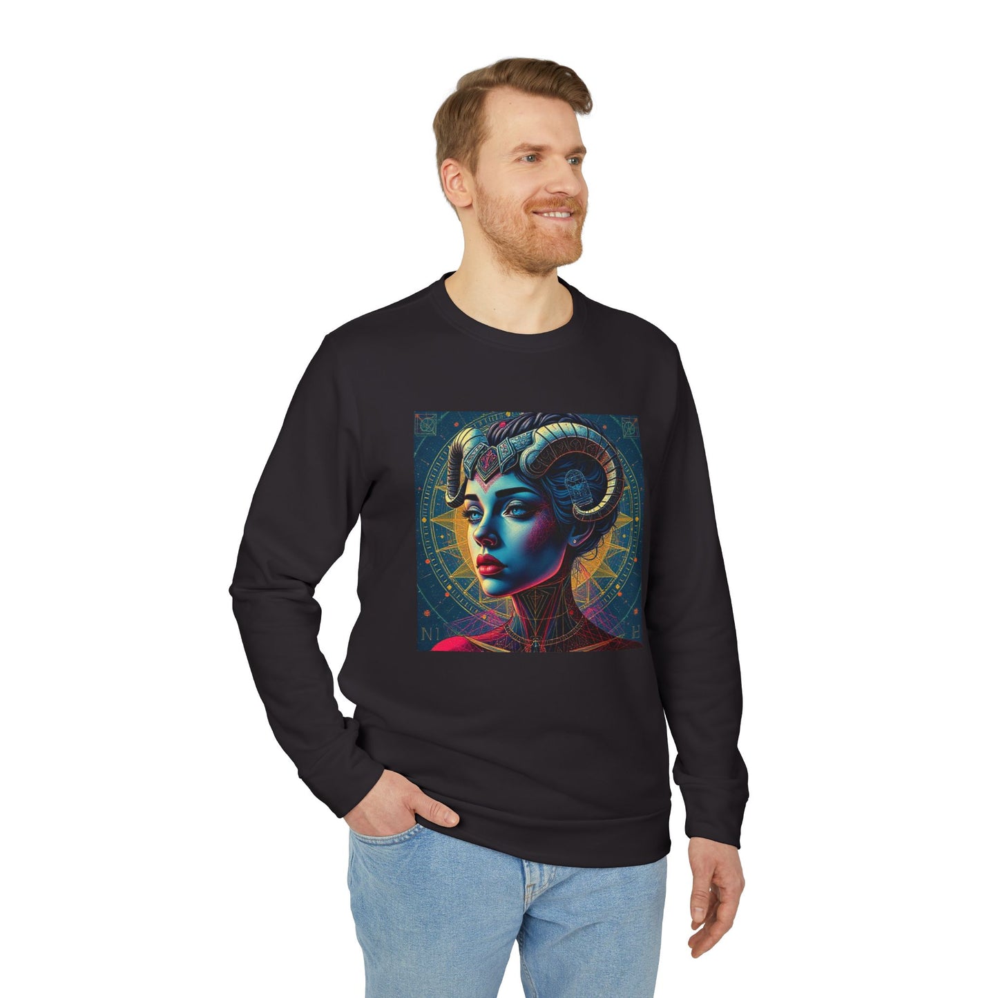 Adidas, Unisex Fleece Crewneck Sweatshirt, Aries, Pop Art, Zodiac