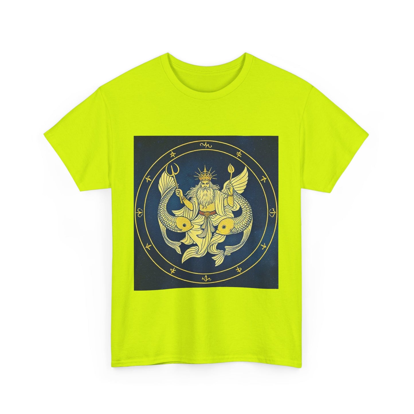 Unisex Heavy Cotton T-Shirt, King of Pisces, Zodiac Design