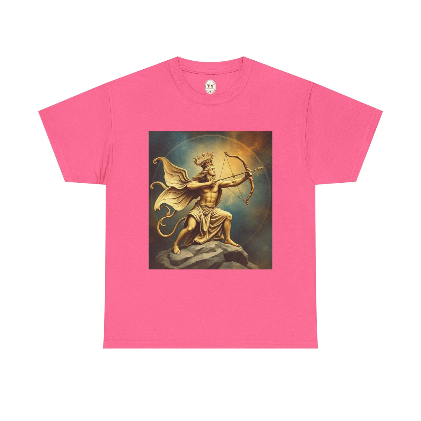 Unisex Heavy Cotton T-Shirt, Sagittarius King, Bow & Arrow v1, Zodiac Design