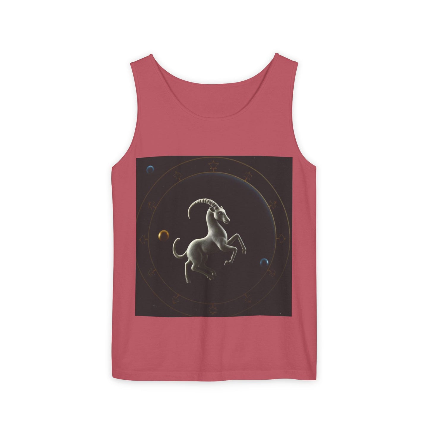 Unisex Garment-Dyed, Tank Top, Capricorn Design, Space Animal v1, 100% US cotton