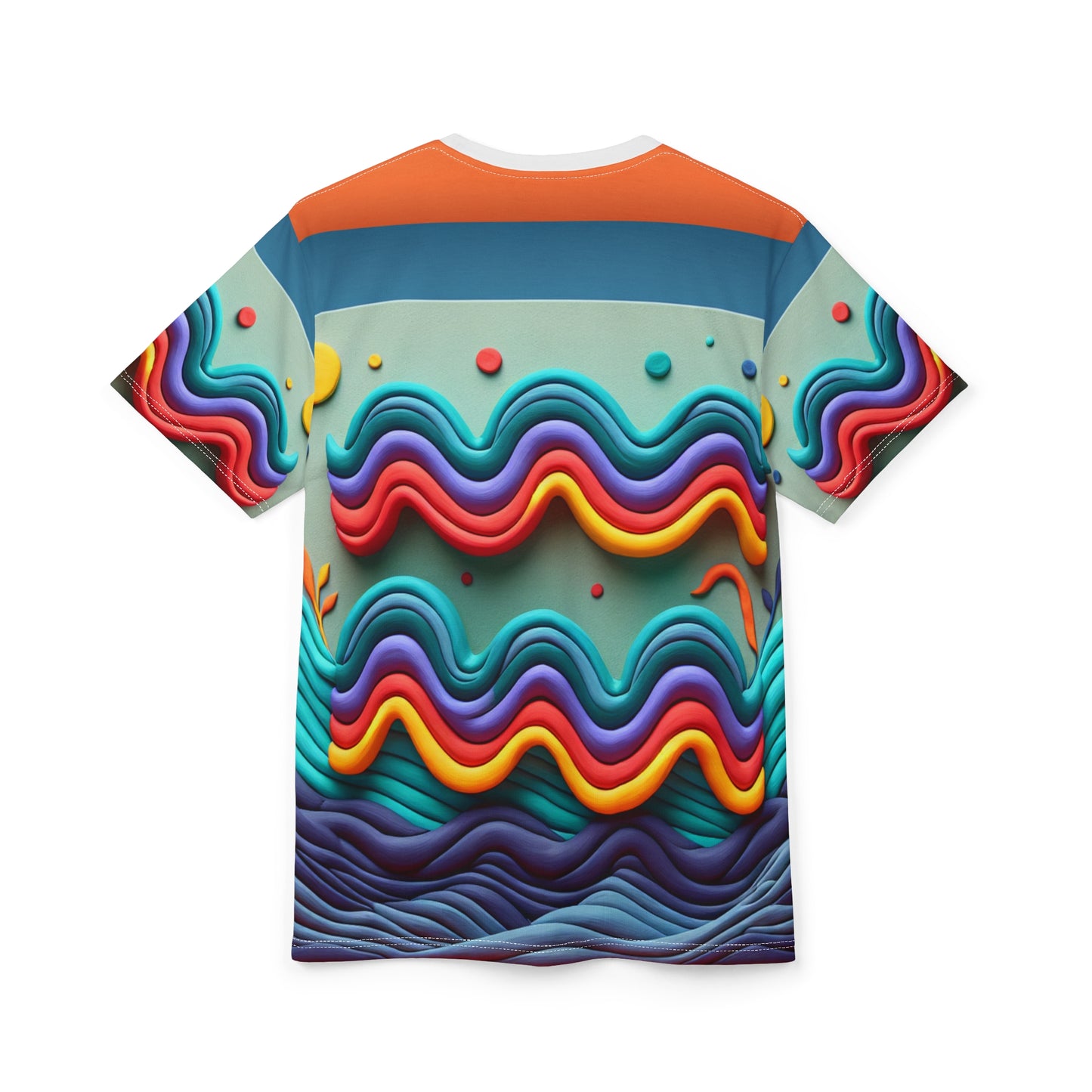 Unisex Cut & Sew T-Shirt (AOP), Water Painting, Aquarius Zodiac Design, Regular fit, 100% Polyester