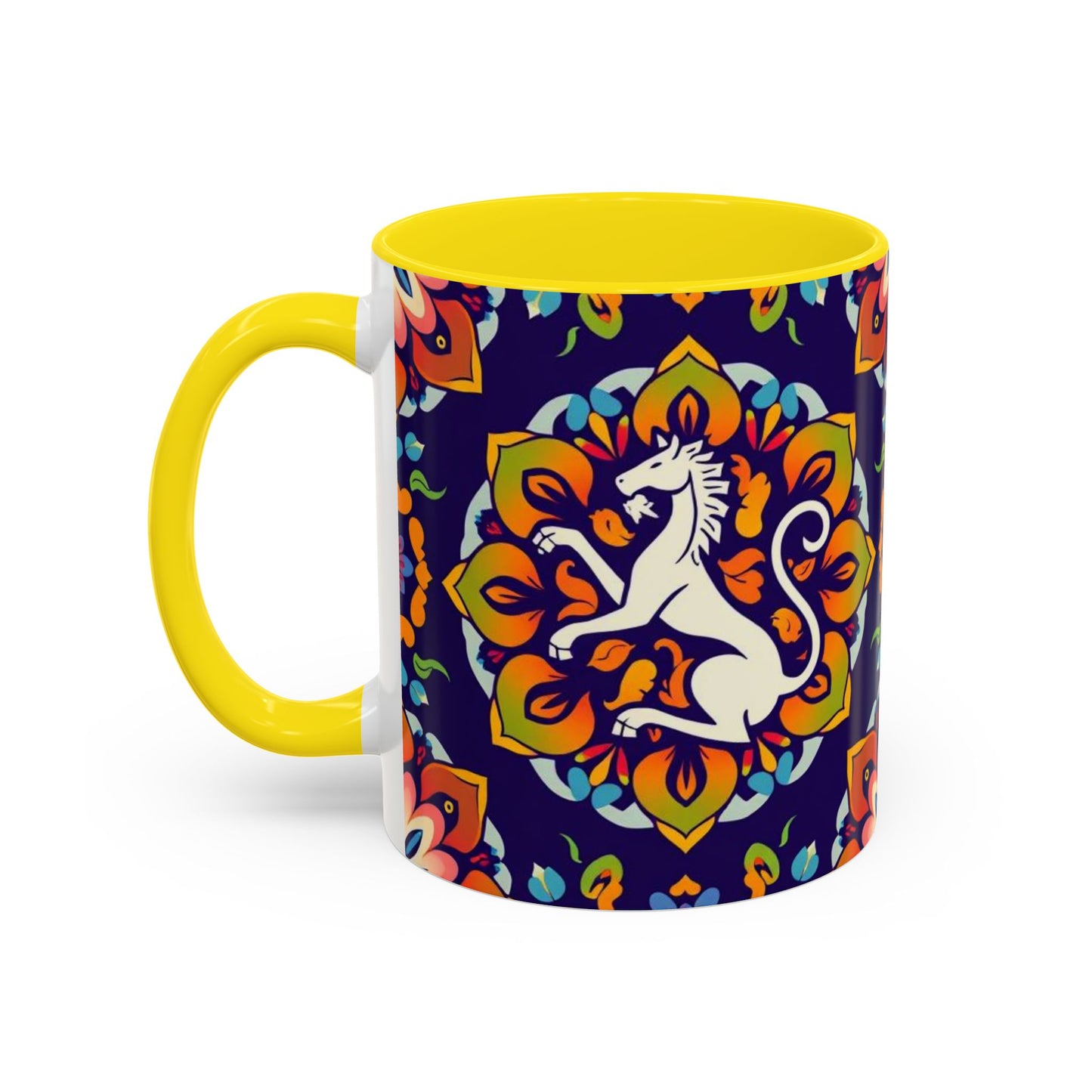Accent Coffee Mug, Virgo, Zodiac v4. Flower Pattern, (11, 15oz)