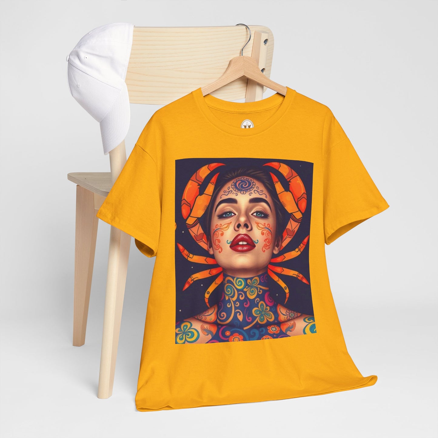 Unisex Heavy Cotton T-Shirt, Cancer, Zodiac v2, Sexy Art