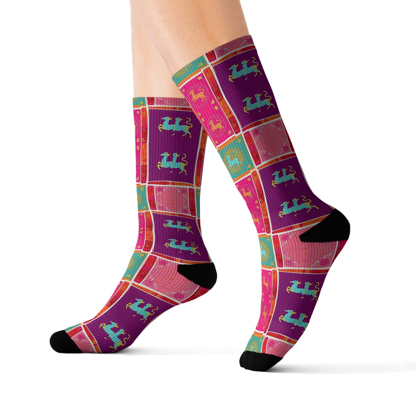 Sublimation Socks, Capricorn, Zodiac v2, Shapes Pattern