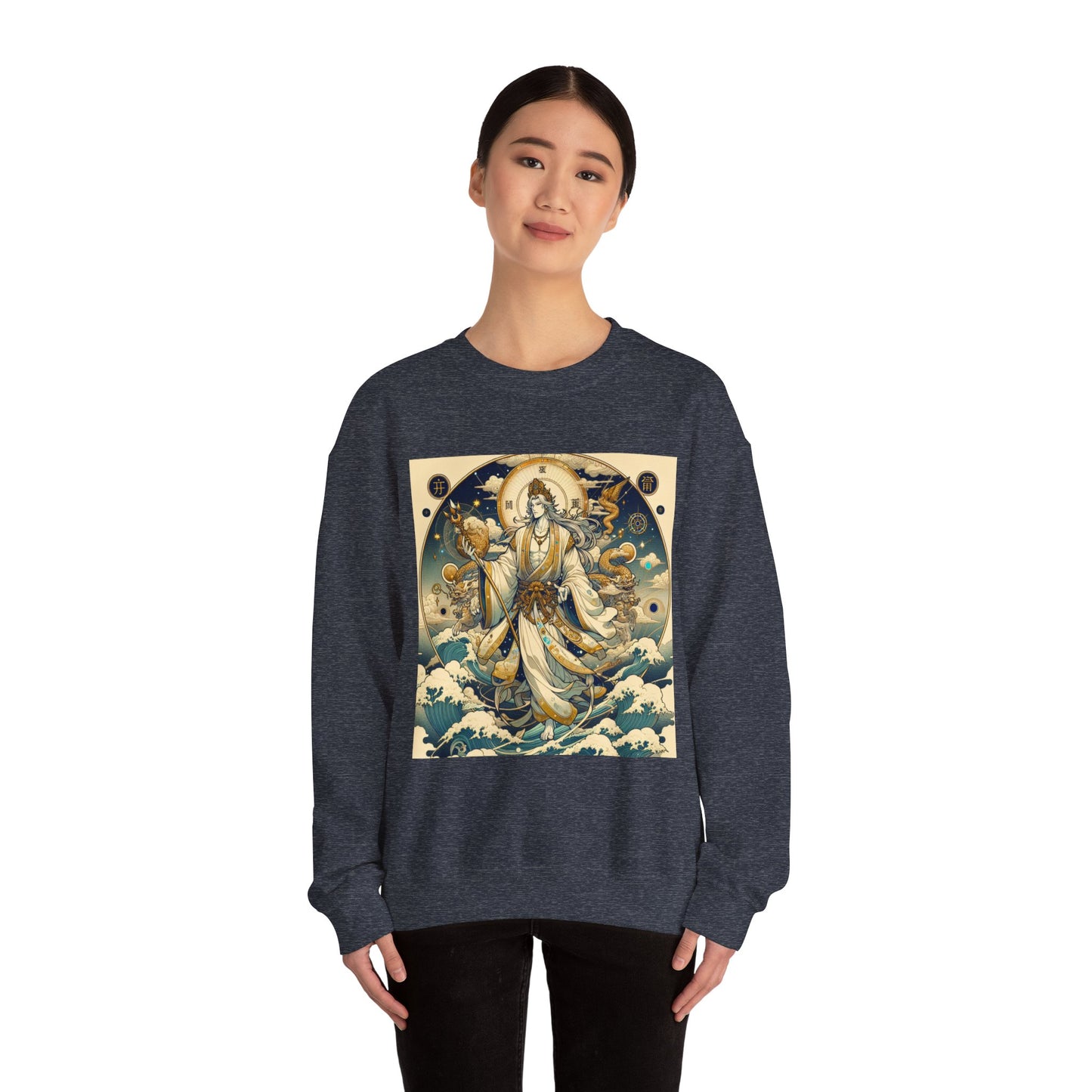 Unisex Heavy Blend™ Crewneck Sweatshirt, Anime Capricorn God, Zodiac Design