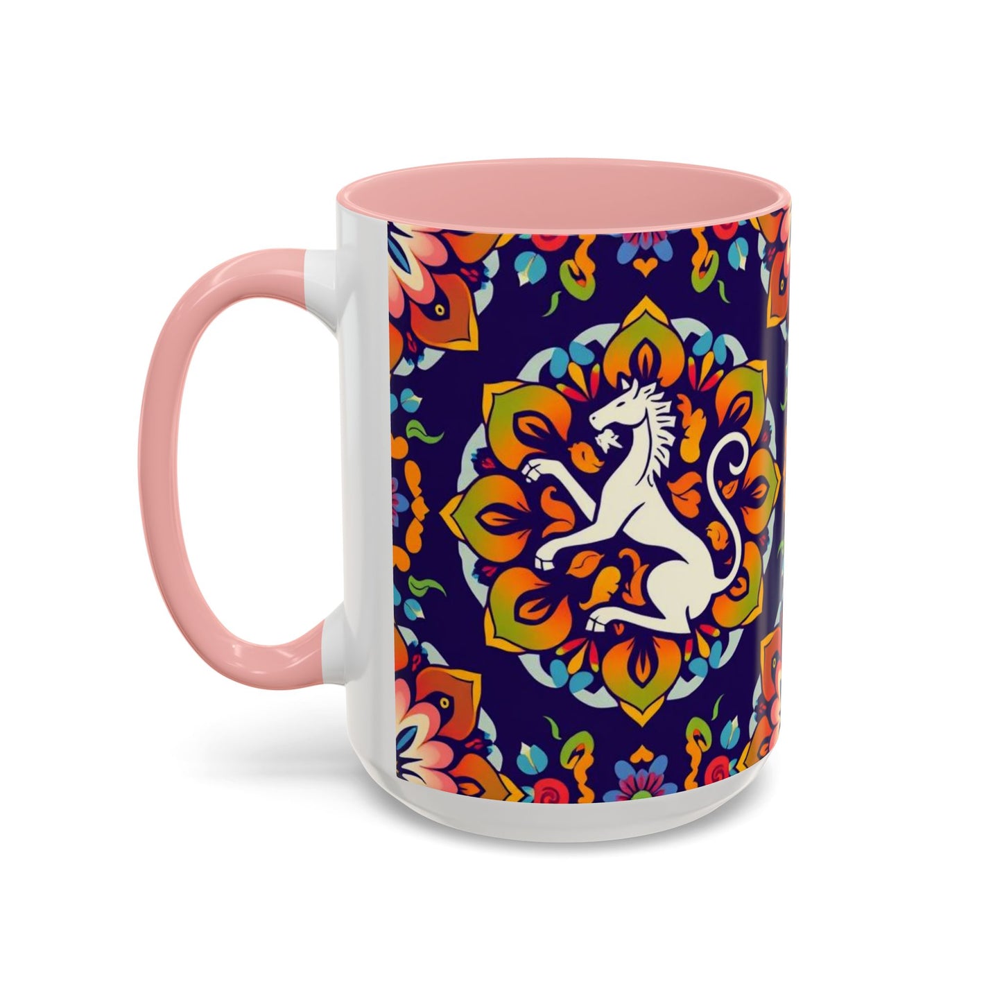 Accent Coffee Mug, Virgo, Zodiac v4. Flower Pattern, (11, 15oz)