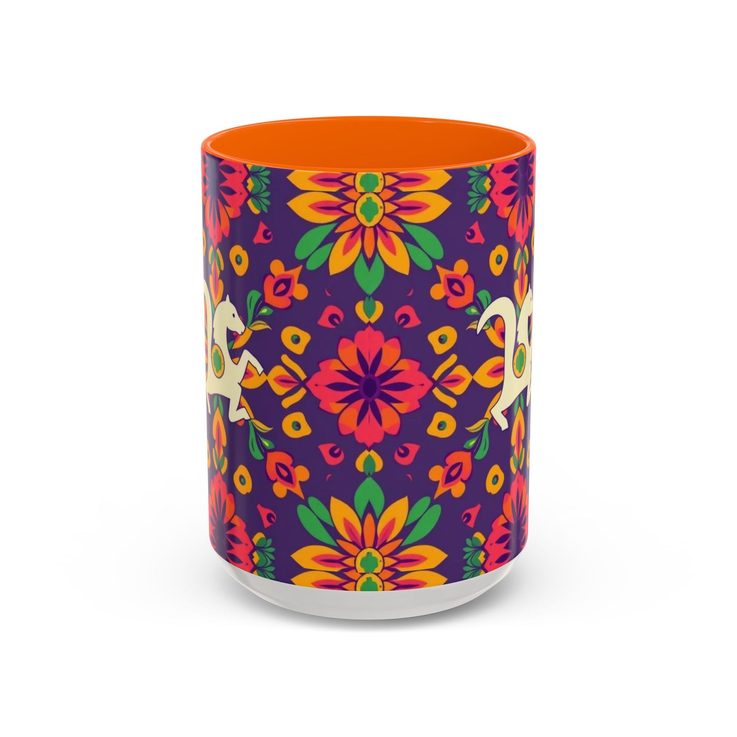 Accent Coffee Mug, Aquarius, Zodiac v2, Flower Pattern, (11, 15oz)