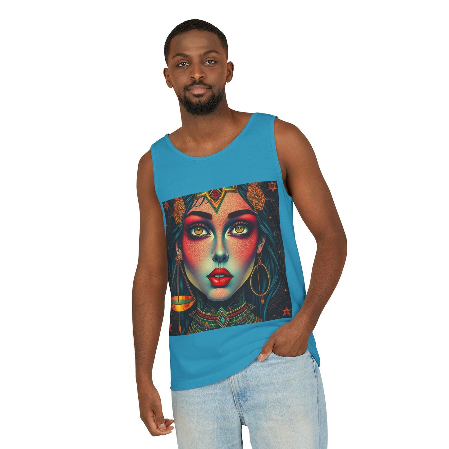 Unisex Garment-Dyed, Tank Top, Libra Design, Pop Art, 100% US cotton