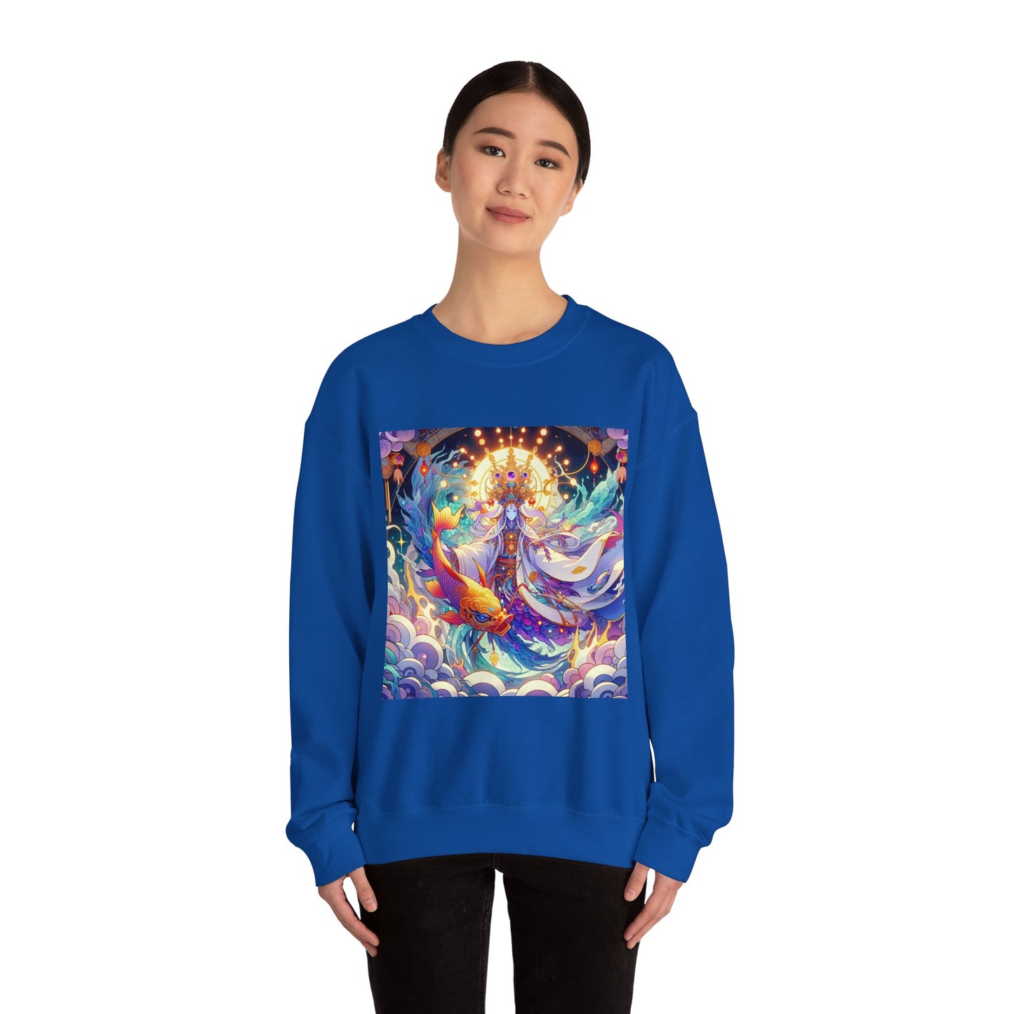 Unisex Heavy Blend™ Crewneck Sweatshirt, Anime Pisces King, Zodiac Design