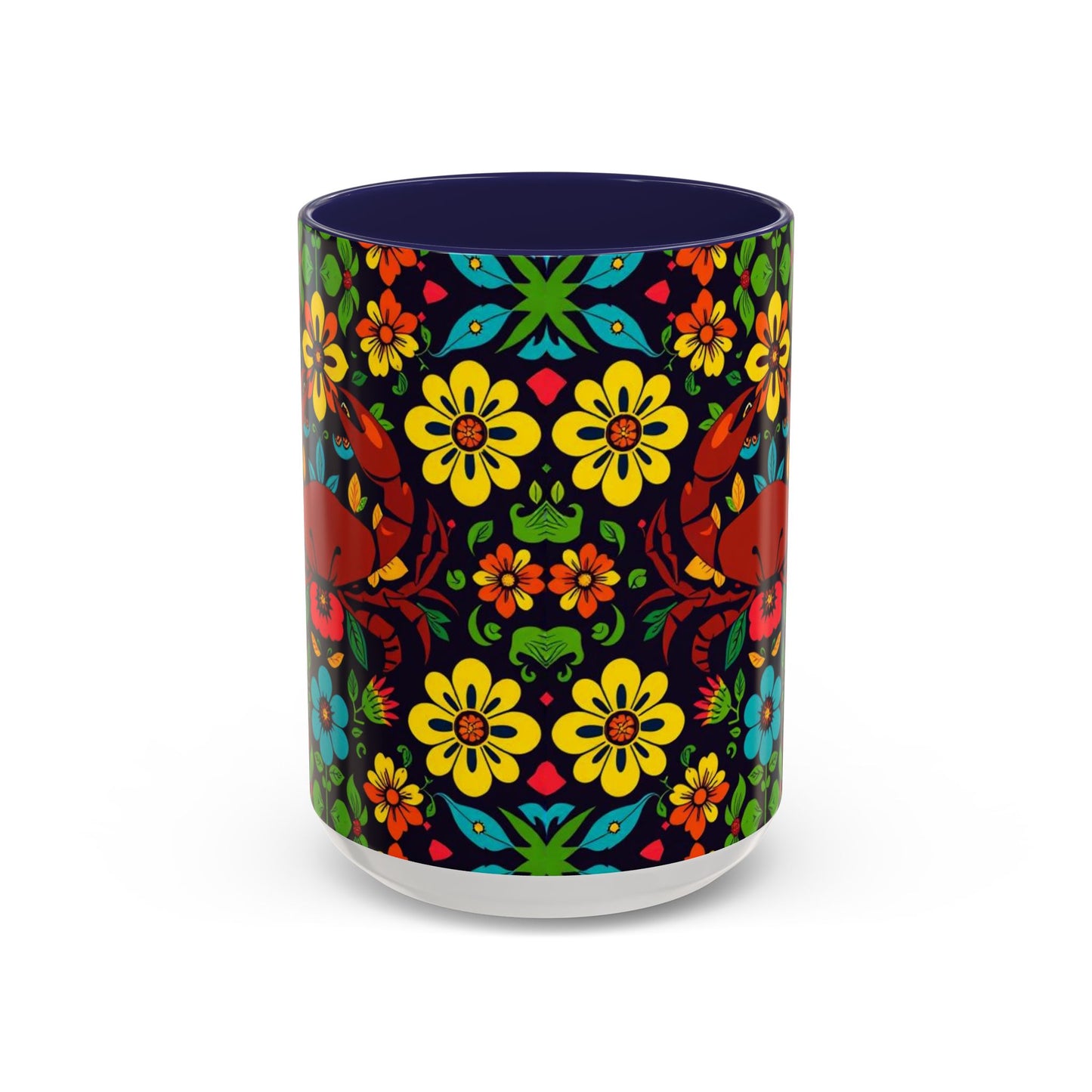 Accent Coffee Mug, Cancer, Zodiac v2, Flower Pattern, (11, 15oz)