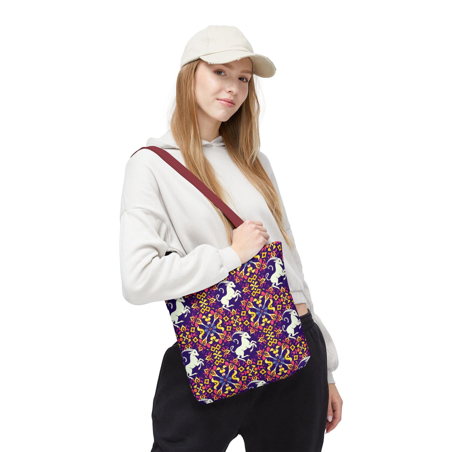 Tote Bag (AOP), Capricorn, Zodiac v2, Flower Pattern