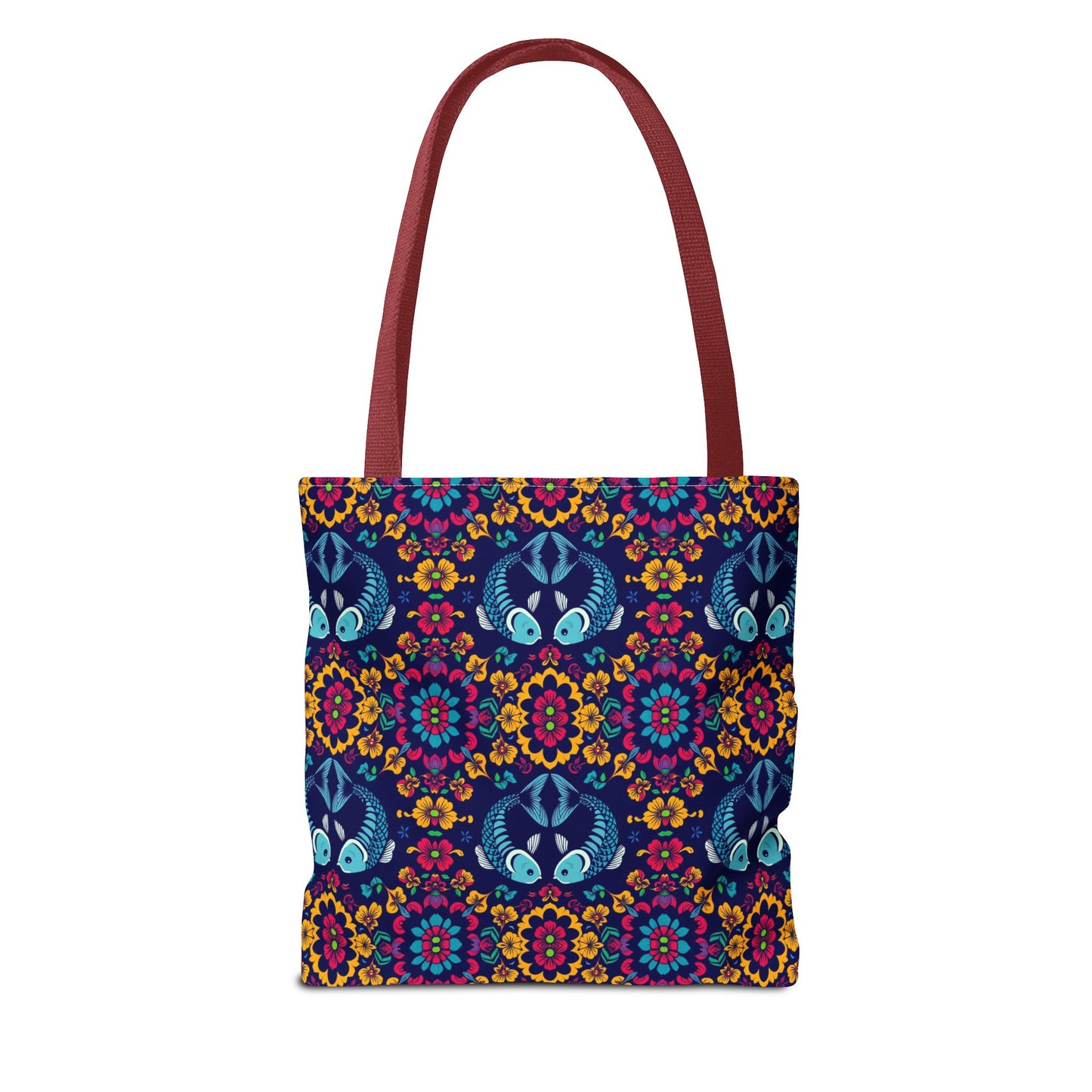 Tote Bag, (AOP), Pisces, Zodiac v3, Flower Pattern
