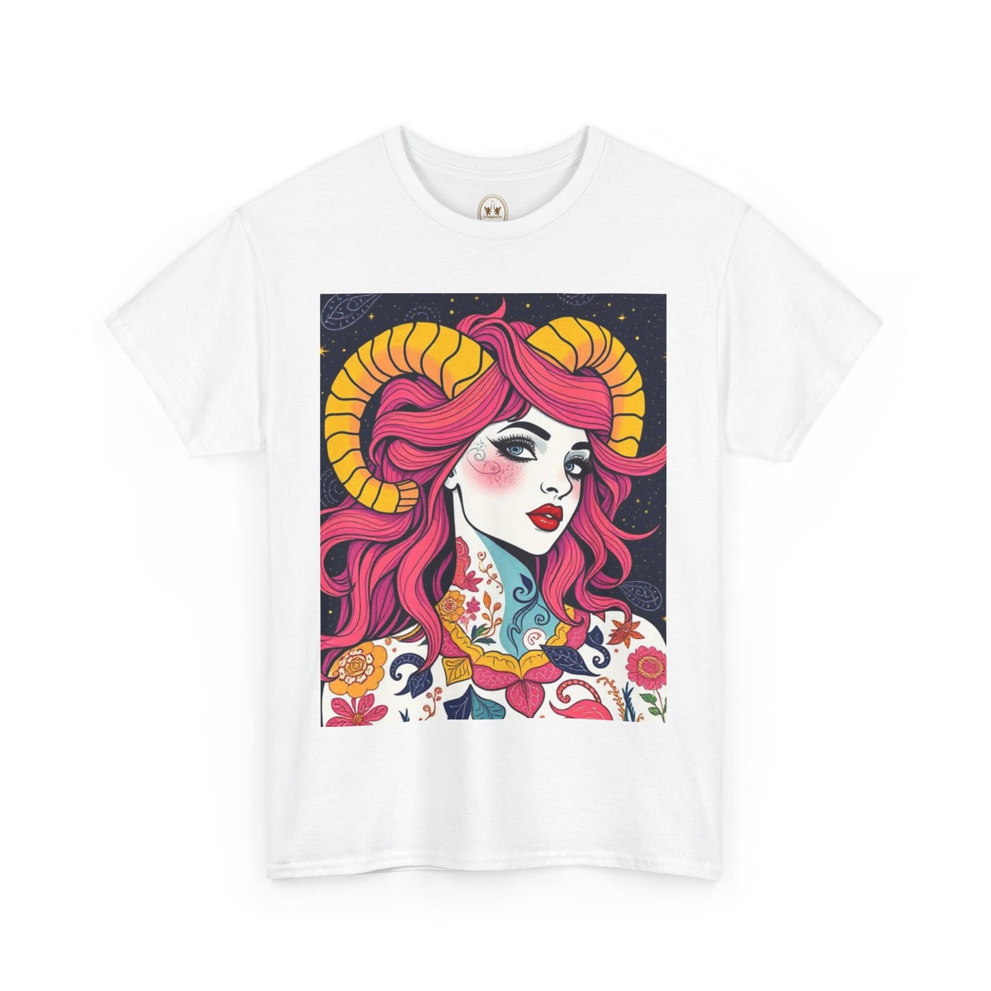 Unisex Heavy Cotton T-Shirt, Aries, Zodiac v2, Sexy Art