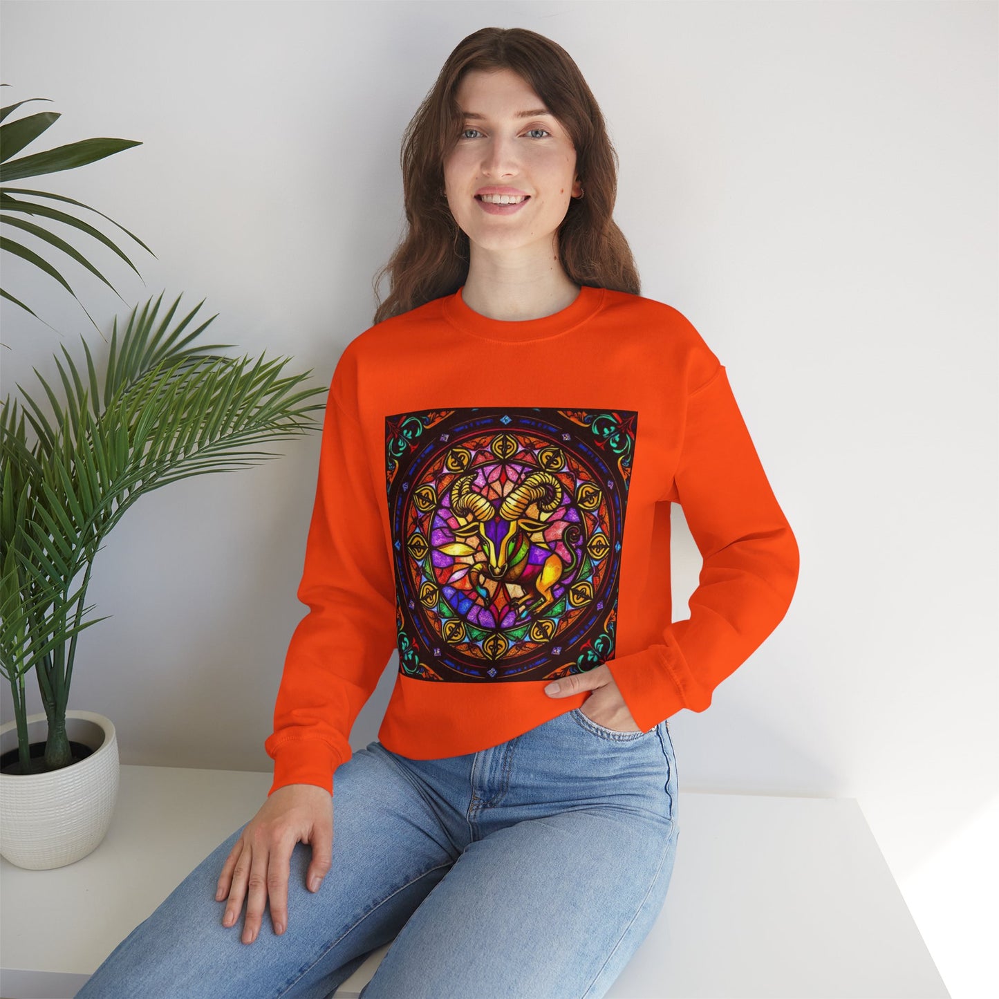 Unisex Heavy Blend™ Crewneck Sweatshirt, Glass 1, Taurus Zodiac Design