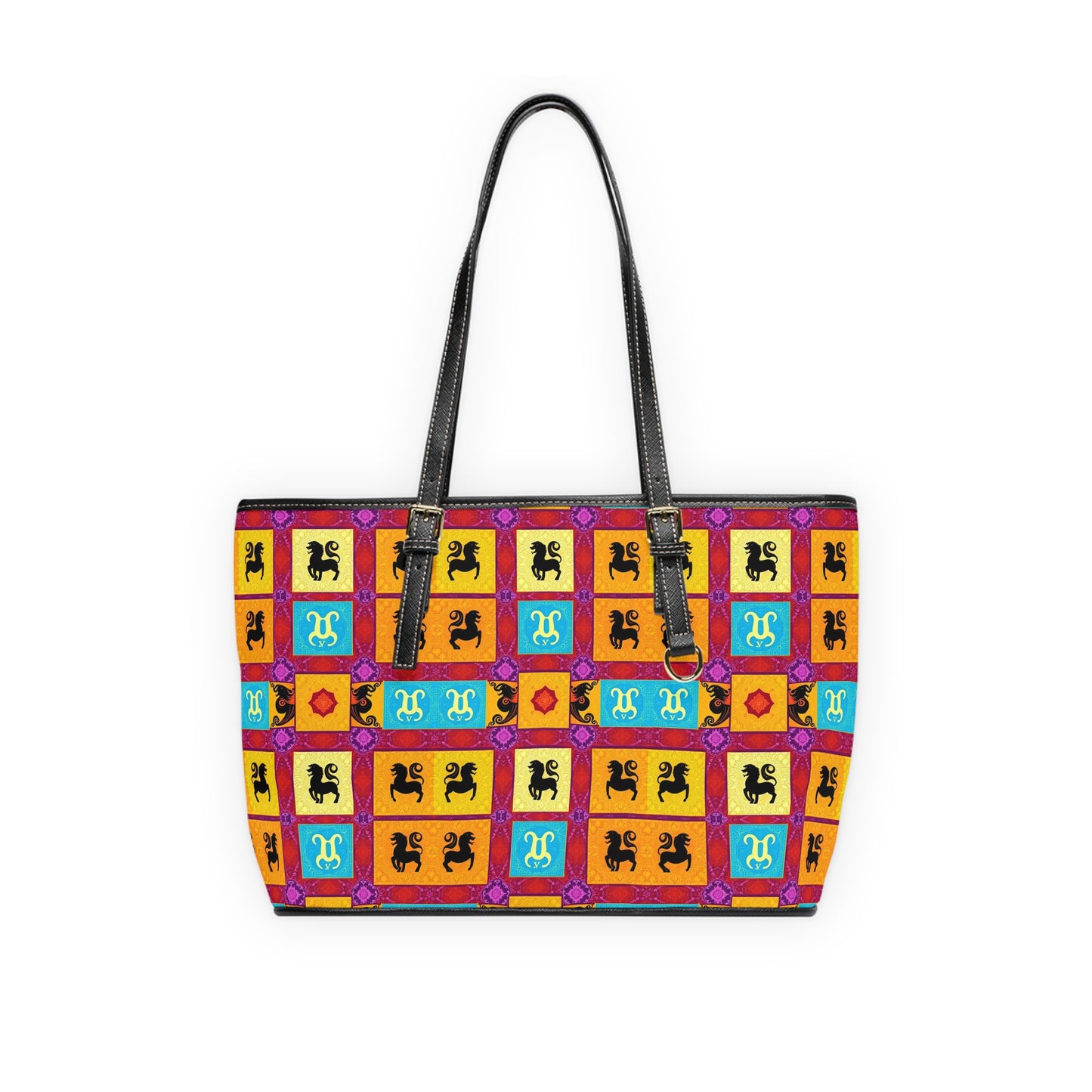 Leather Shoulder Bag, Virgo, Zodiac v4, Shapes Pattern