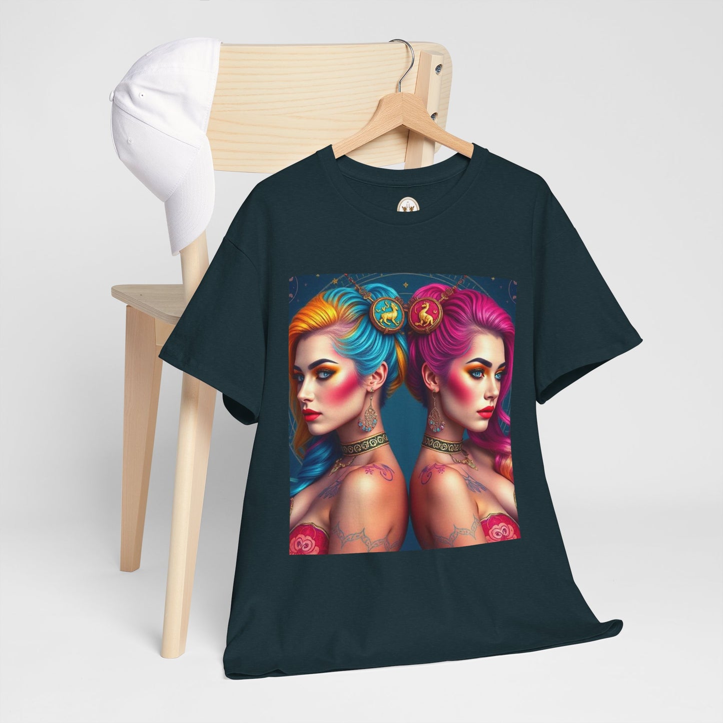 Unisex Heavy Cotton T-Shirt, Gemini, Zodiac v2, Sexy Art