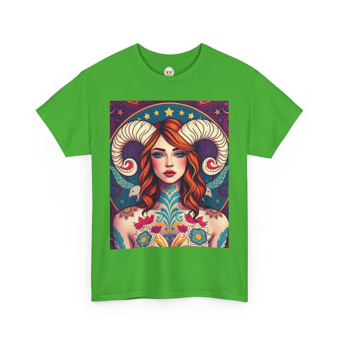 Unisex Heavy Cotton T-Shirt, Aries, Zodiac v1, Sexy Art