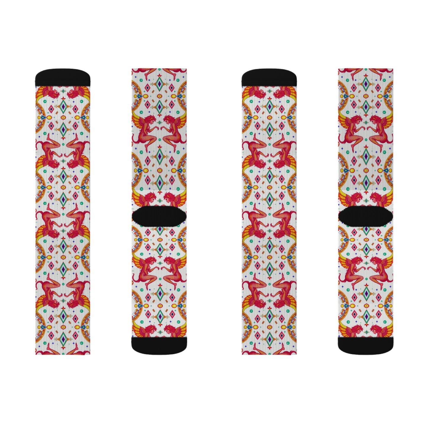 Sublimation Socks, Gemini, Zodiac, Jewel Pattern