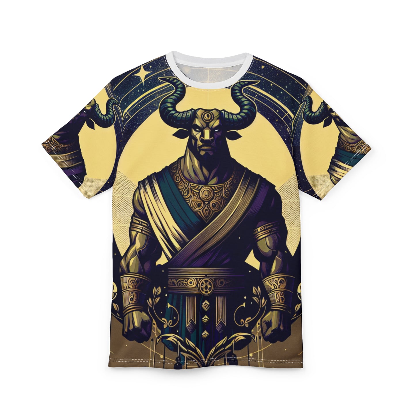 Unisex Cut & Sew T-Shirt (AOP), Minotaur, Taurus Zodiac Design, Regular fit, 100% Polyester