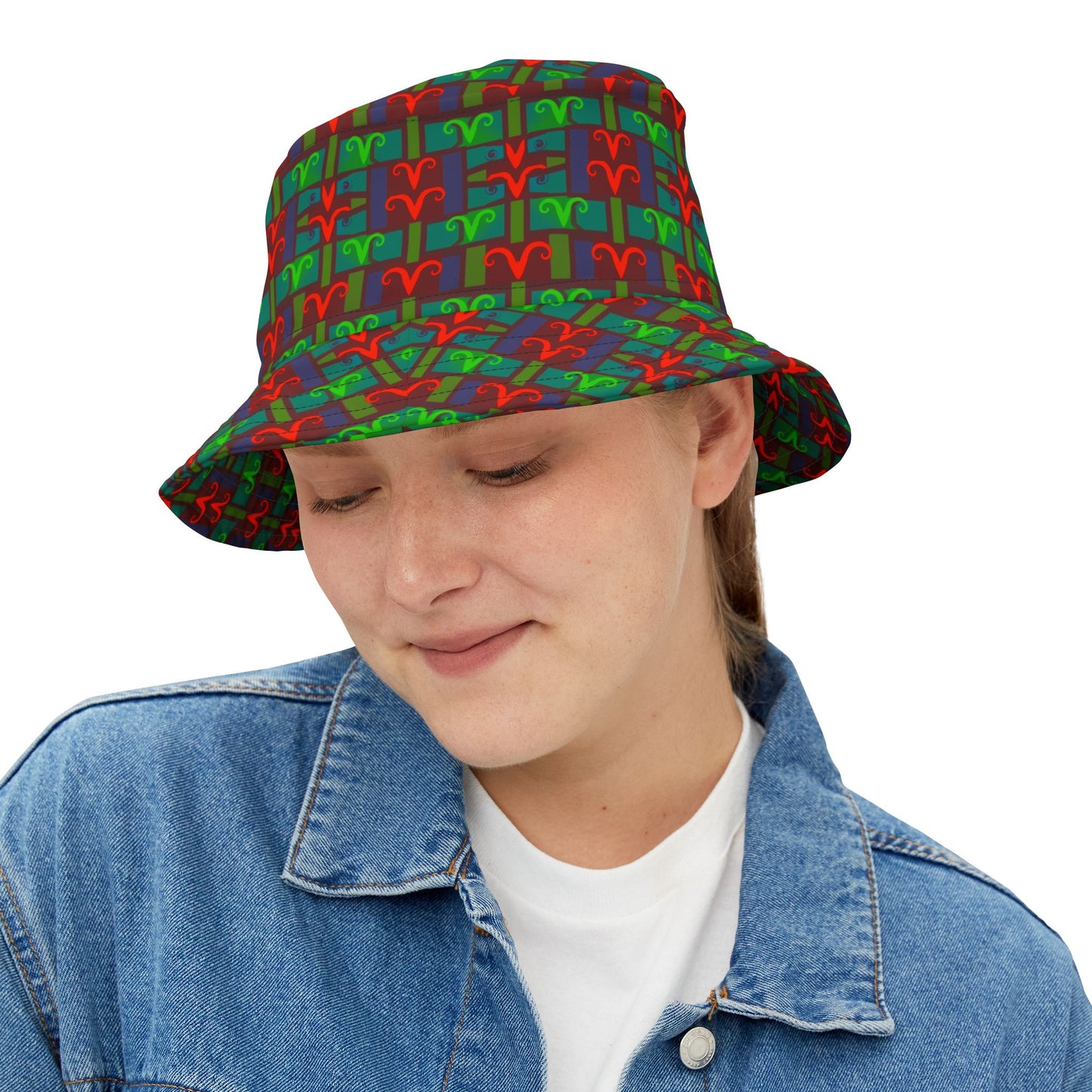 Bucket Hat, (AOP), Aries, Zodiac, Shape Pattern