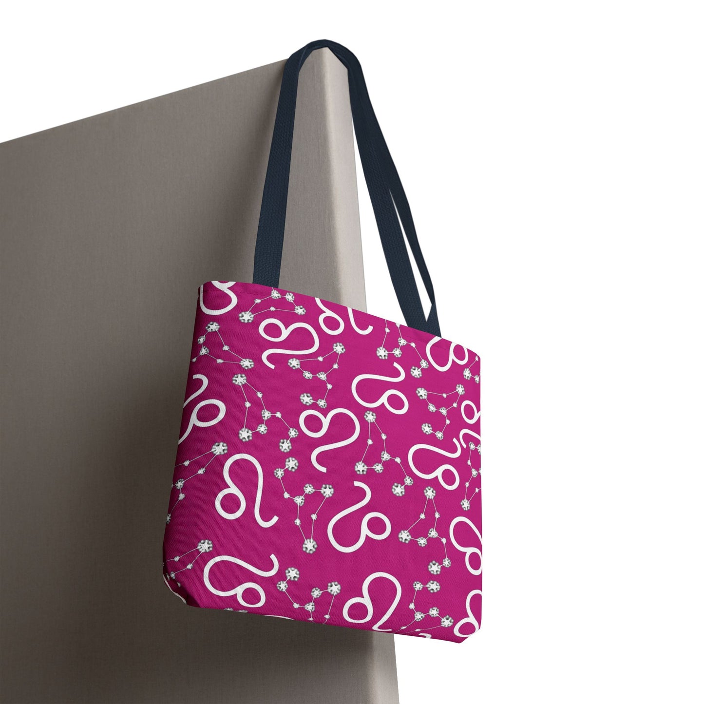 Tote Bag, Leo Zodiac Sign, AOP, (Pink, White)