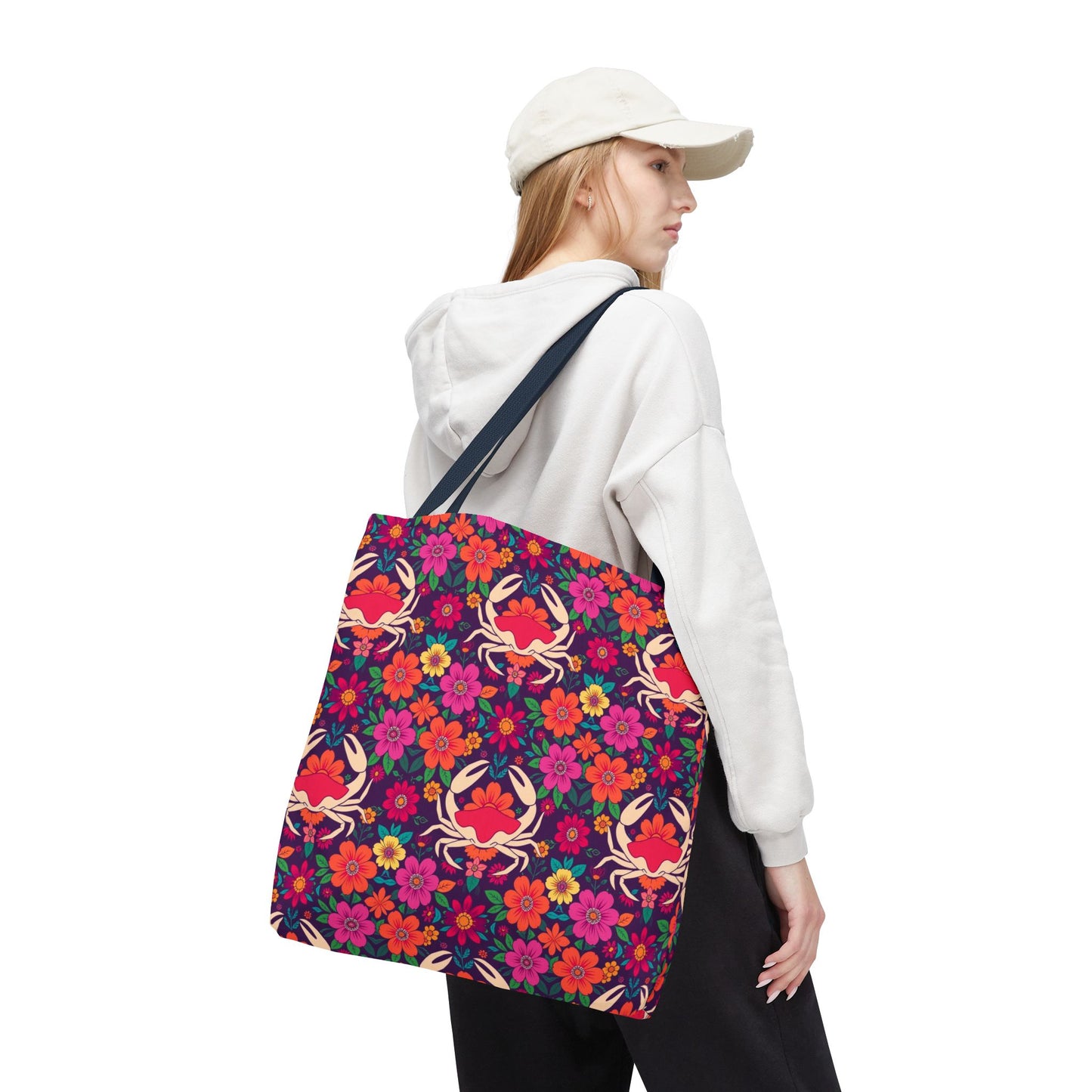 Tote Bag (AOP), Cancer, Zodiac, Flower Pattern
