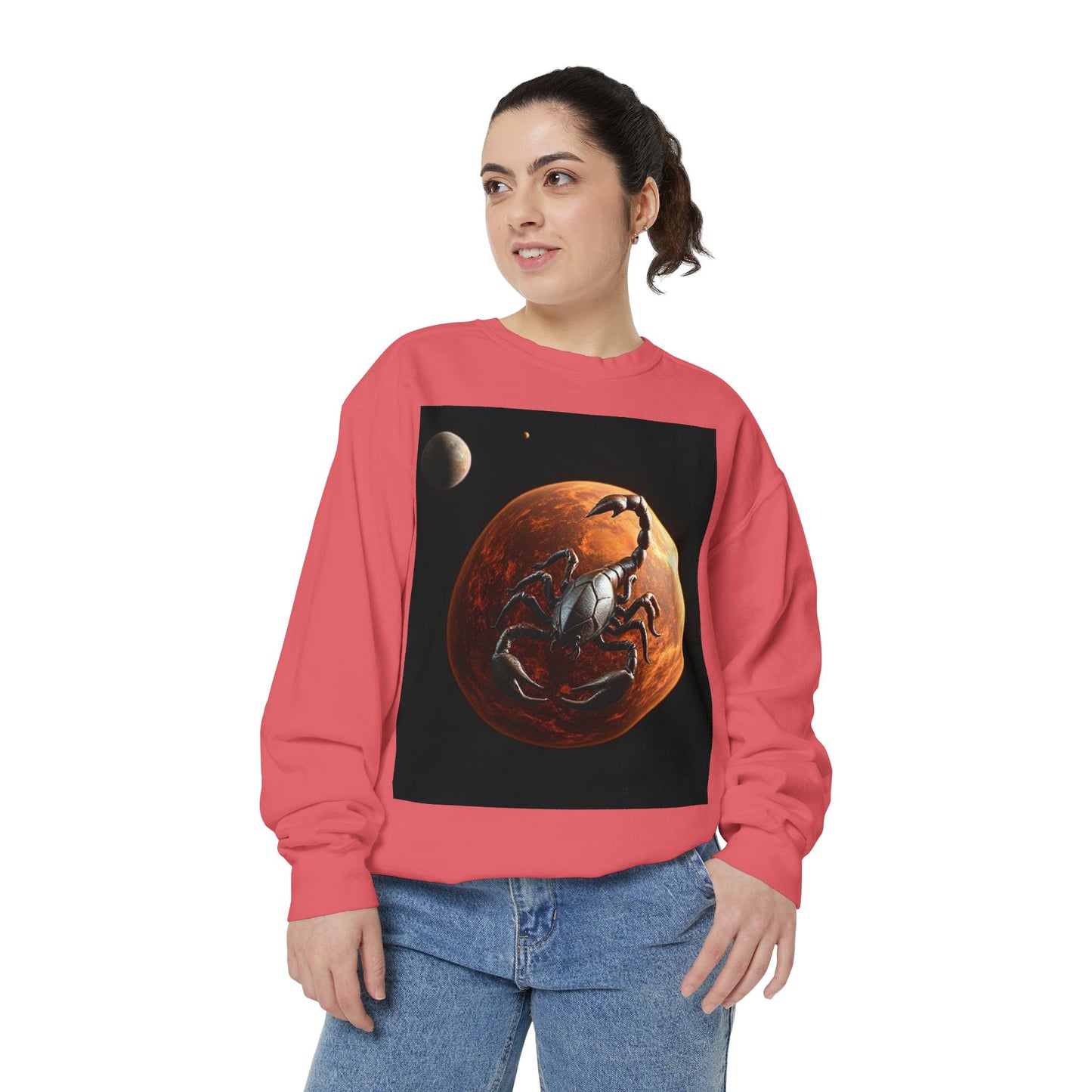 Garment-Dyed Sweatshirt, Unisex, Space Animal Design, Scorpio