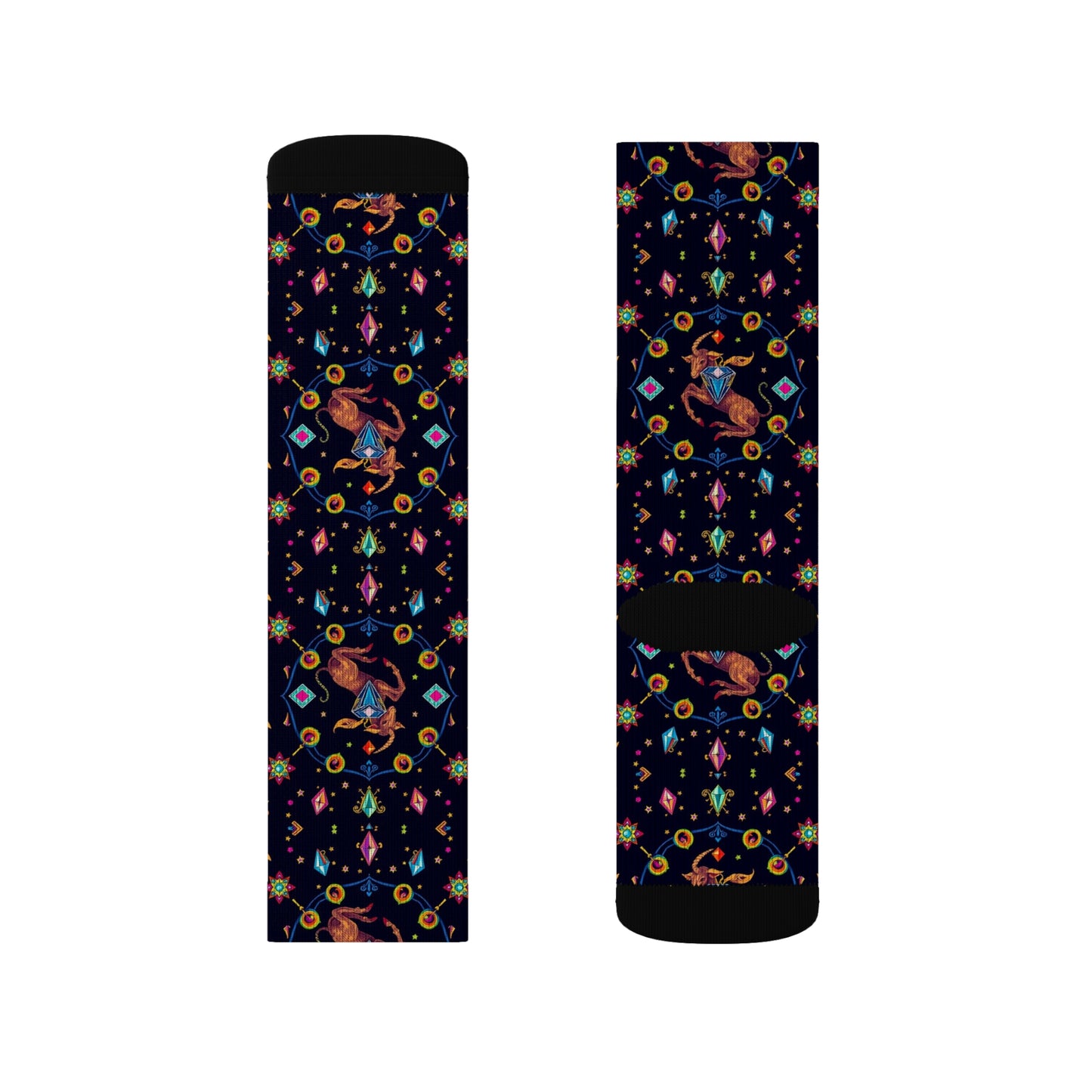 Sublimation Socks, Capricorn, Zodiac v2, Jewel Pattern