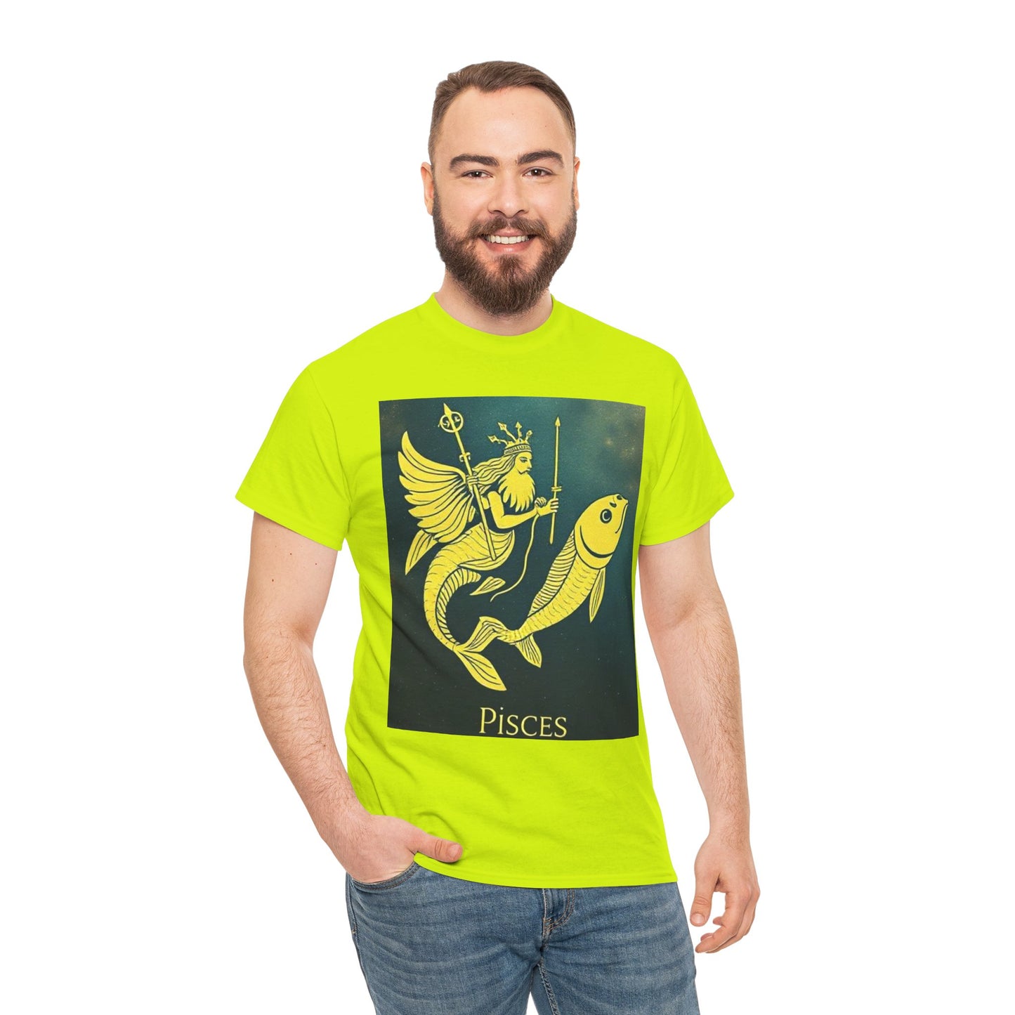 Unisex Heavy Cotton T-Shirt, Pisces Quuen v1, Zodiac Design