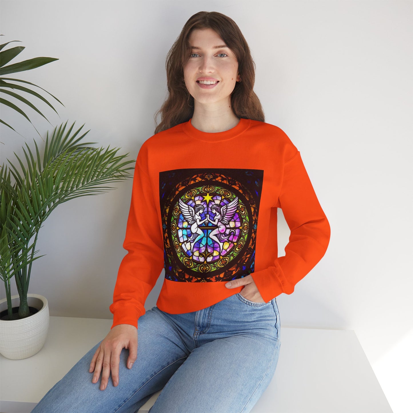Unisex Heavy Blend™ Crewneck Sweatshirt, Glass 1, Gemini Zodiac Design