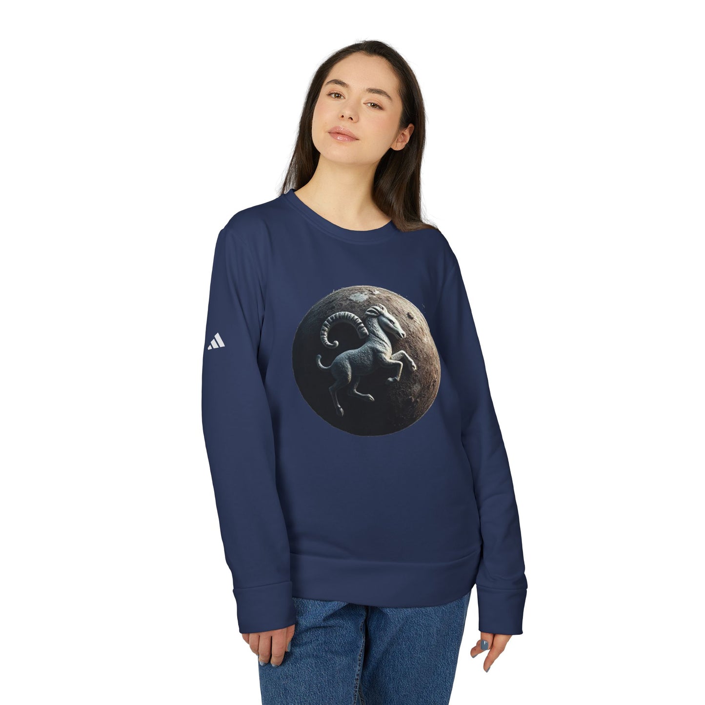 Adidas, Unisex Fleece Crewneck Sweatshirt, Aries, Planet Animal, Zodiac