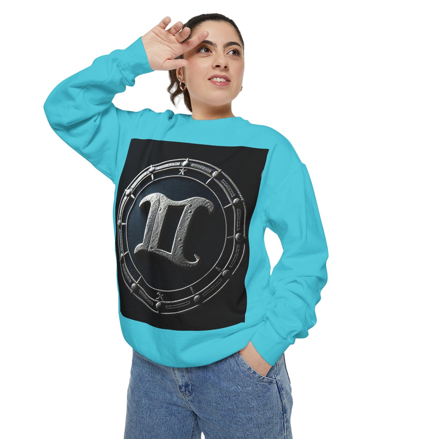 Garment-Dyed Sweatshirt, Unisex, Space Symbol Design v1, Gemini