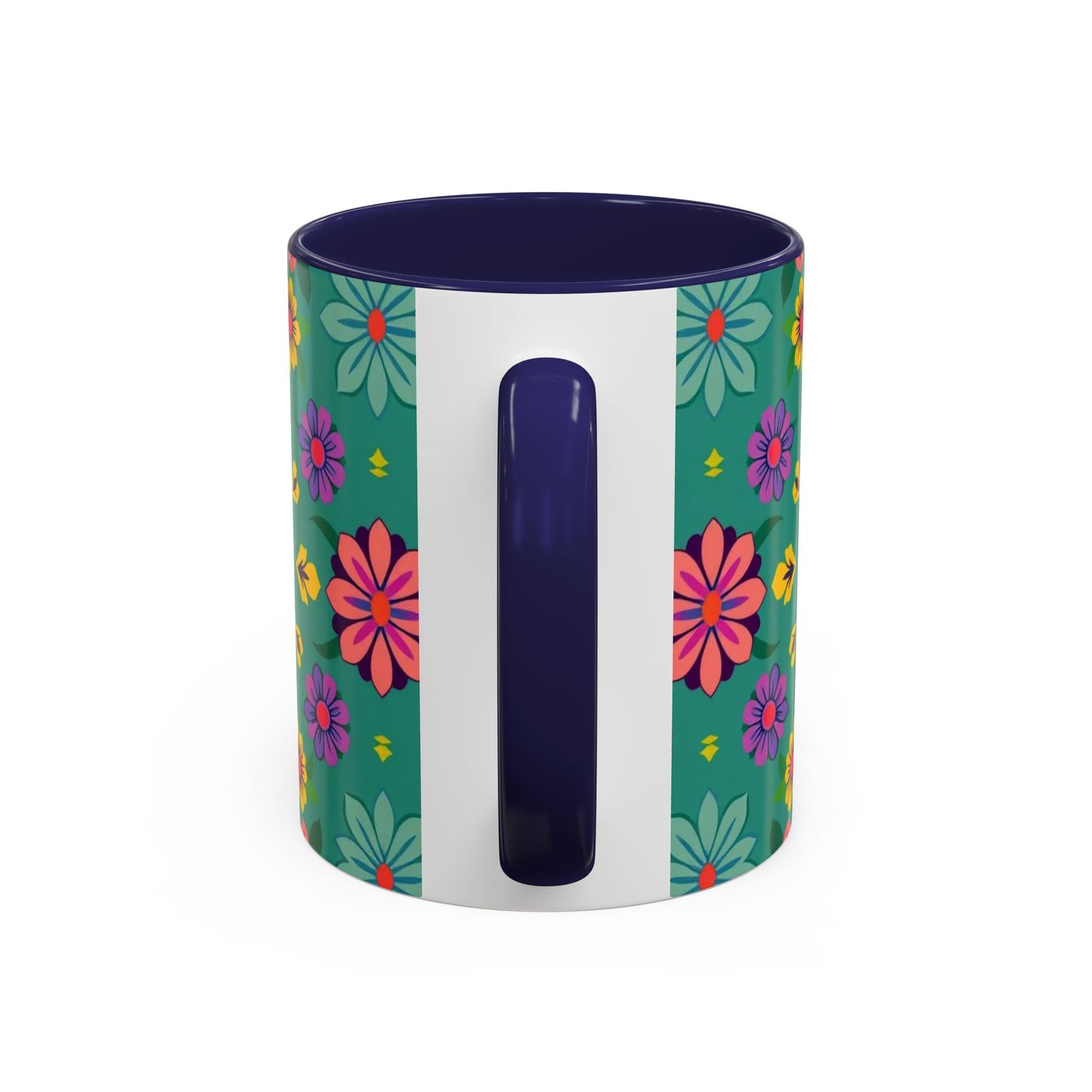 Accent Coffee Mug, Aquarius, Zodiac v3, Flower Pattern, (11, 15oz)