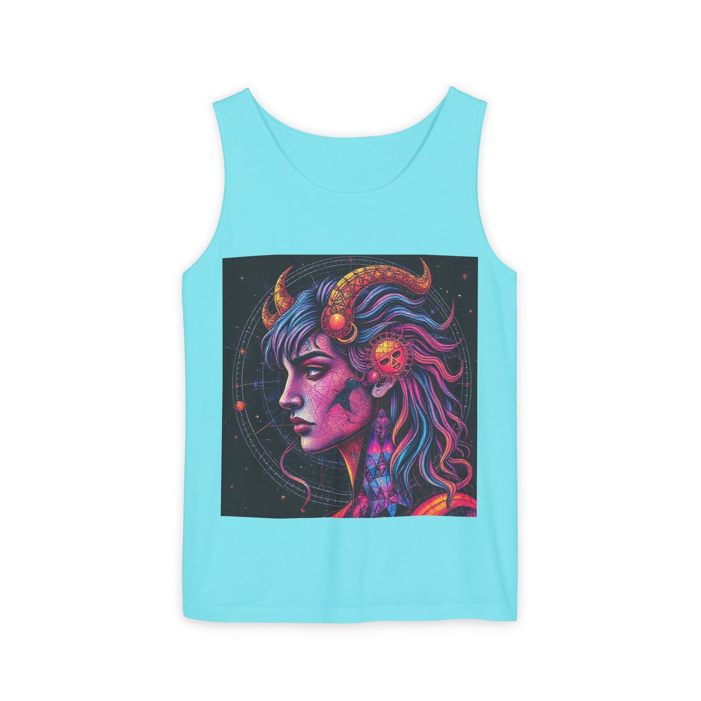 Unisex Garment-Dyed, Tank Top, Virgo Design, Pop Art v1, 100% US cotton