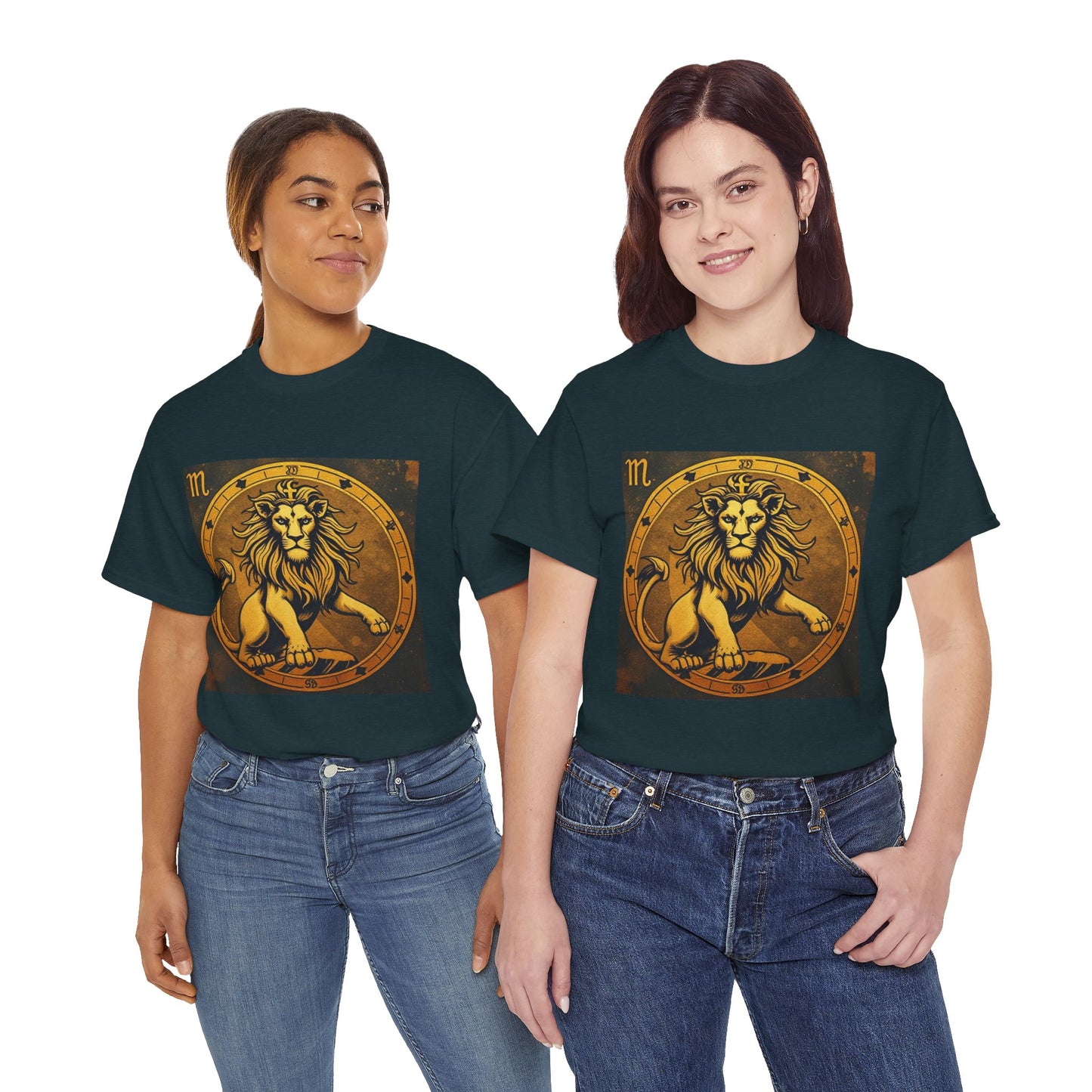 Unisex Heavy Cotton T-Shirt, Gold Lion v1, Leo Zodiac Design