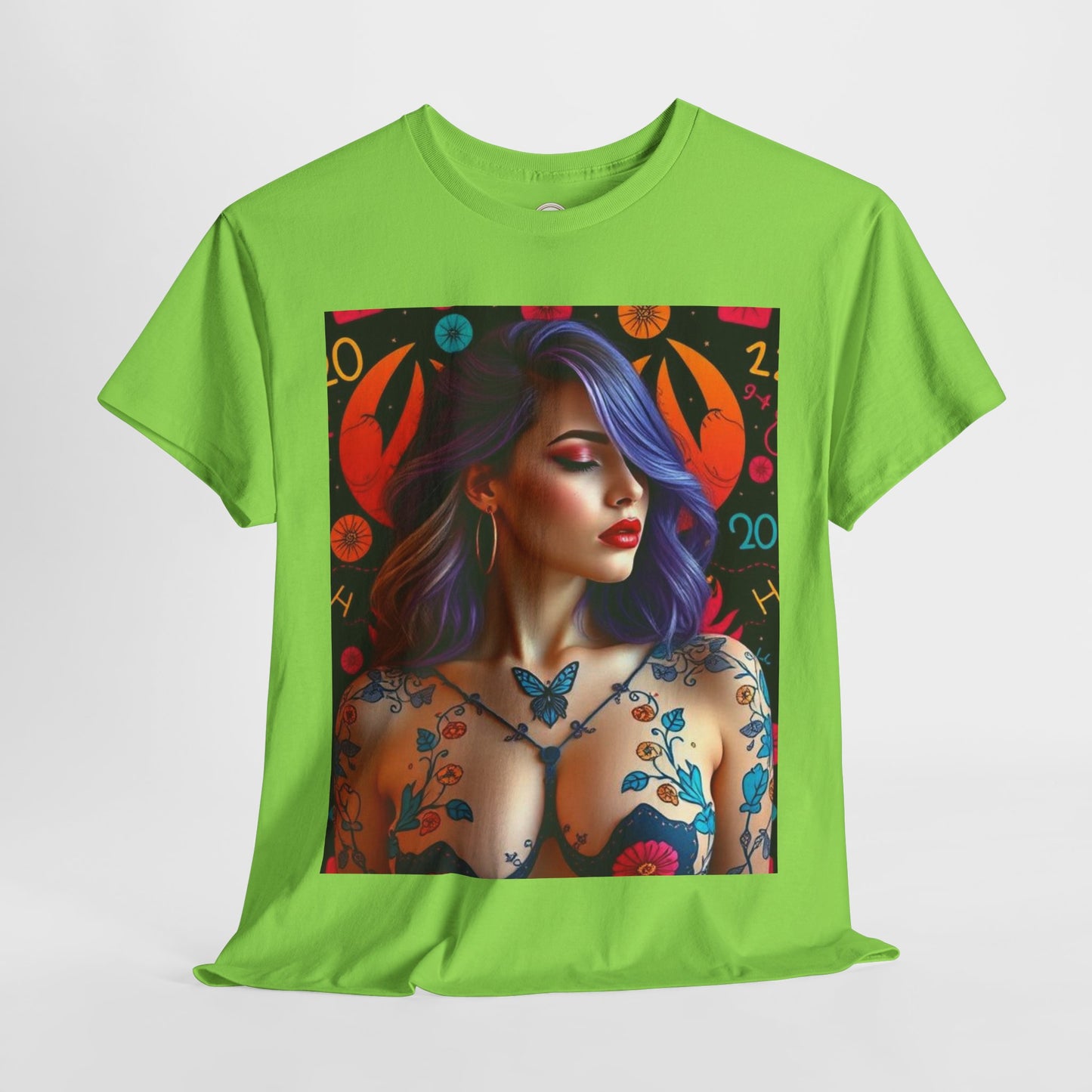 Unisex Heavy Cotton T-Shirt, Cancer, Zodiac, Sexy Art