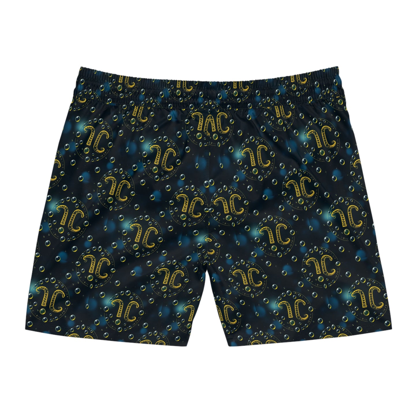 Men's Mid-Length Swim Shorts, (AOP), Aquarius, Zodiac v1, Bubble Pattern