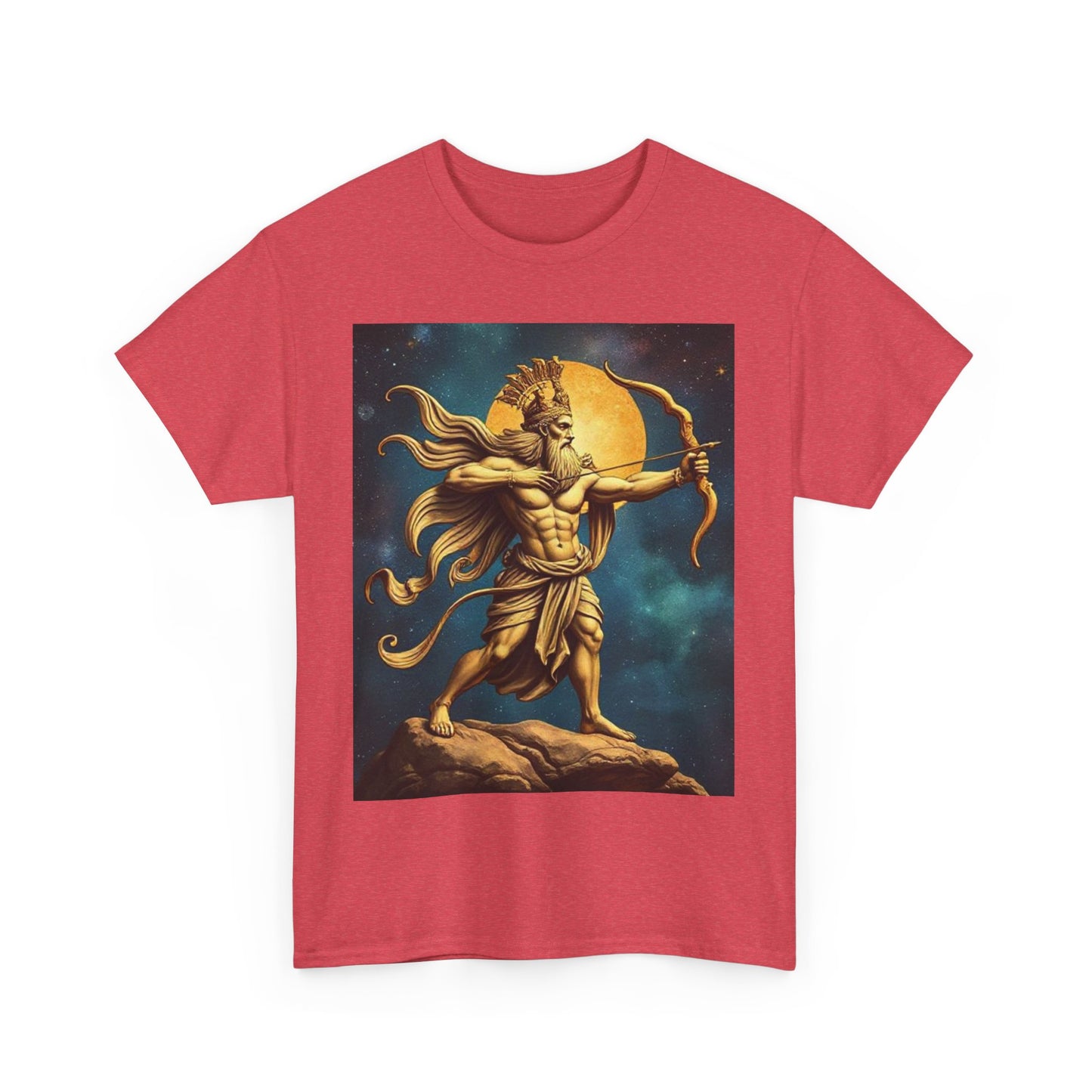 Unisex Heavy Cotton T-Shirt, Midnight Arrow, Sagittarius Zodiac Design