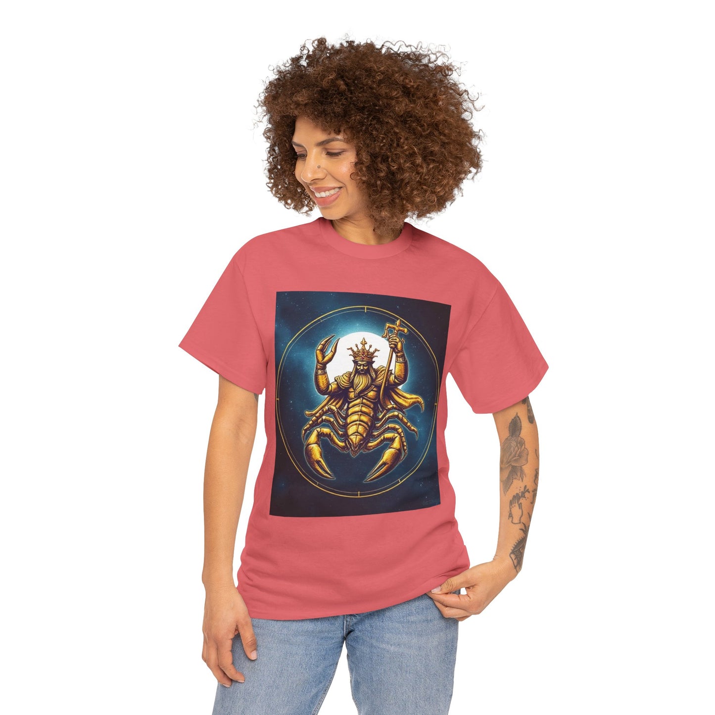 Unisex Heavy Cotton T-Shirt, Moon v1, Scorpio Zodiac Design