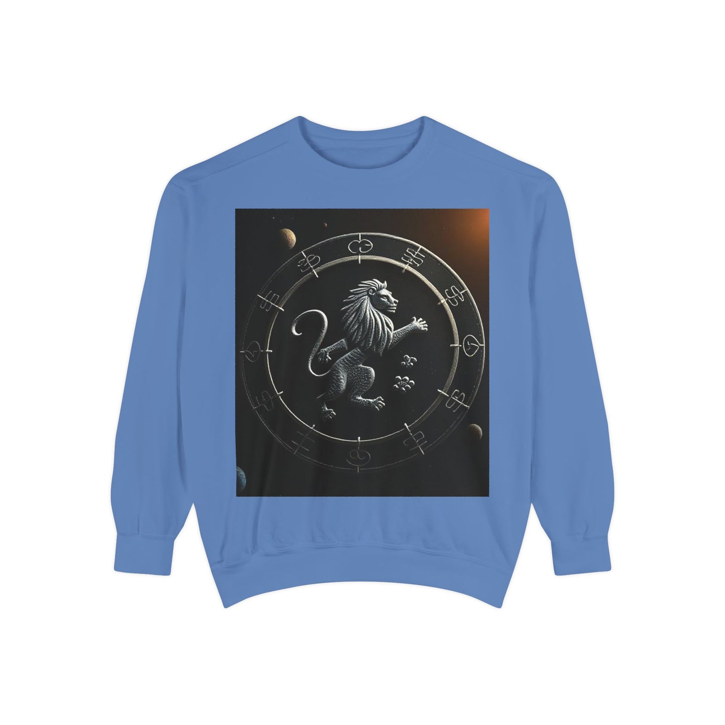 Garment-Dyed Sweatshirt, Unisex, Space Animal Design, Leo