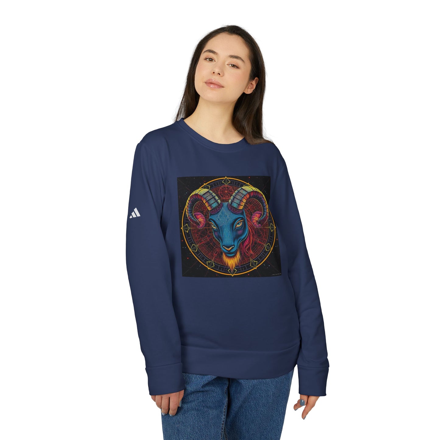 Adidas, Unisex Fleece Crewneck Sweatshirt, Aries, Pop Art v1, Zodiac