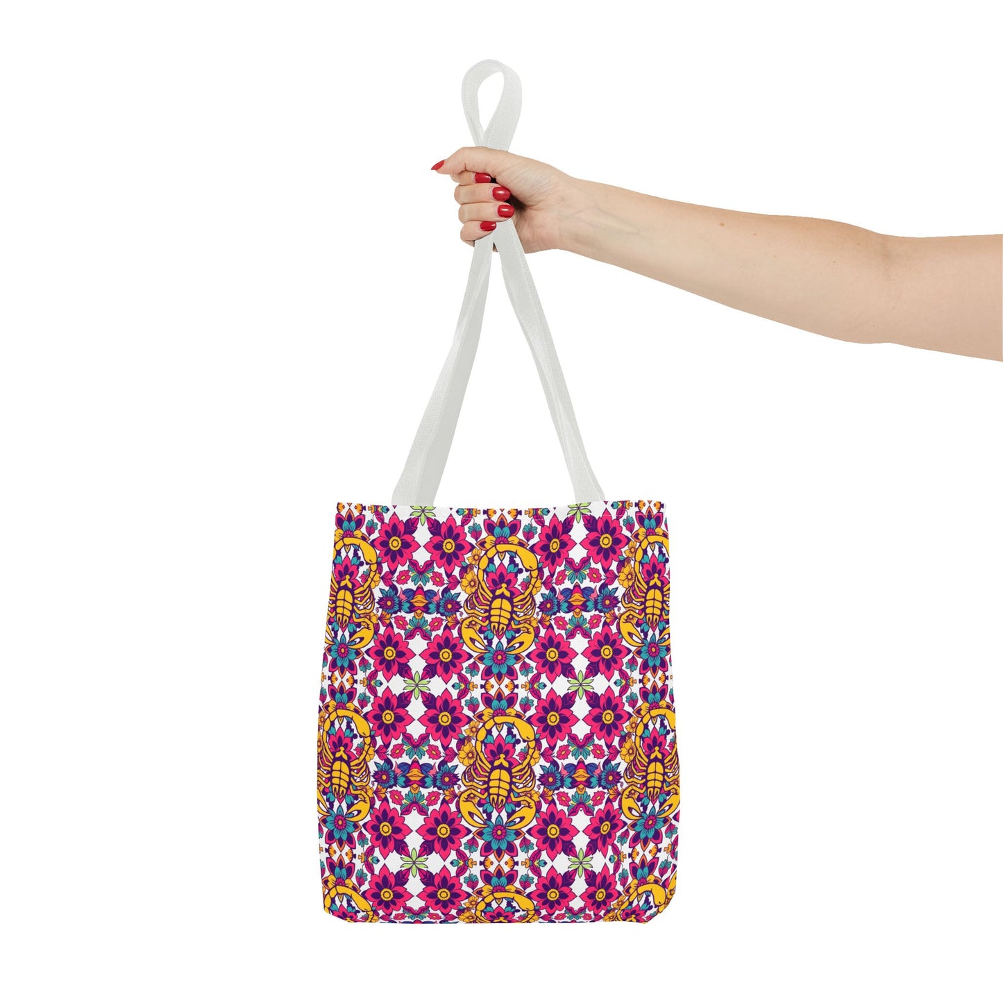Tote Bag (AOP), Scorpio, Zodiac v1, Flower Pattern
