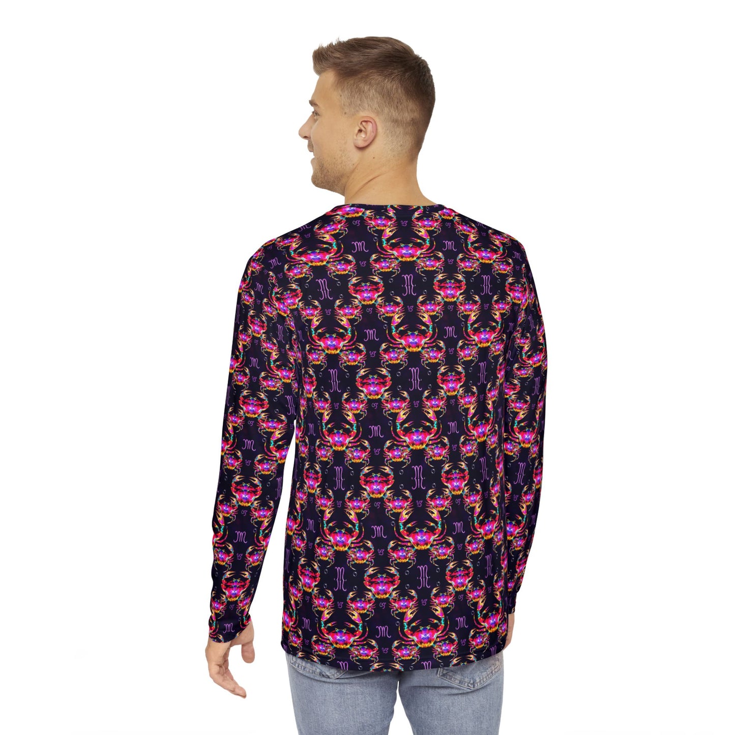 Men's Long Sleeve Shirt, (AOP), Cancer, Zodiac v4, Pattern